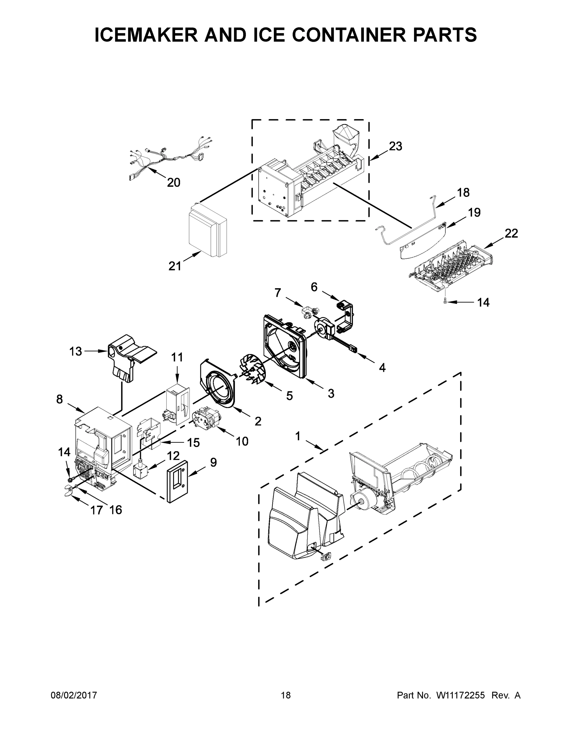 10 - ICEMAKER AND ICE CONTAINER PARTS