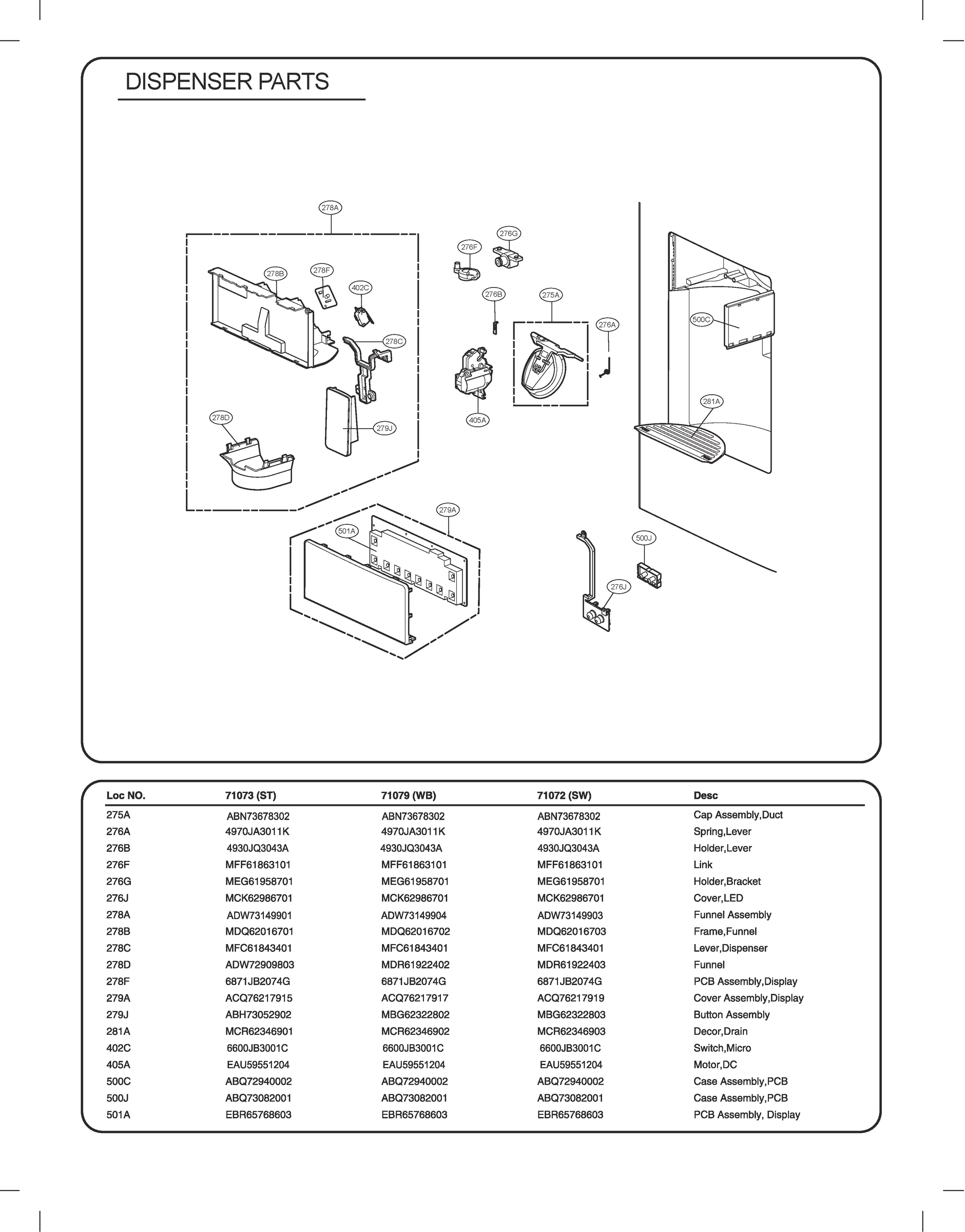 DISPENSER PARTS