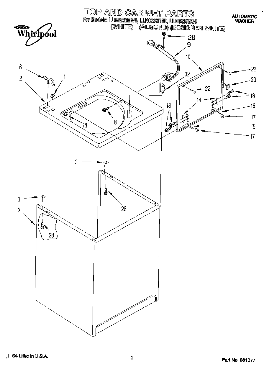 01 - TOP AND CABINET, LIT/OPTIONAL