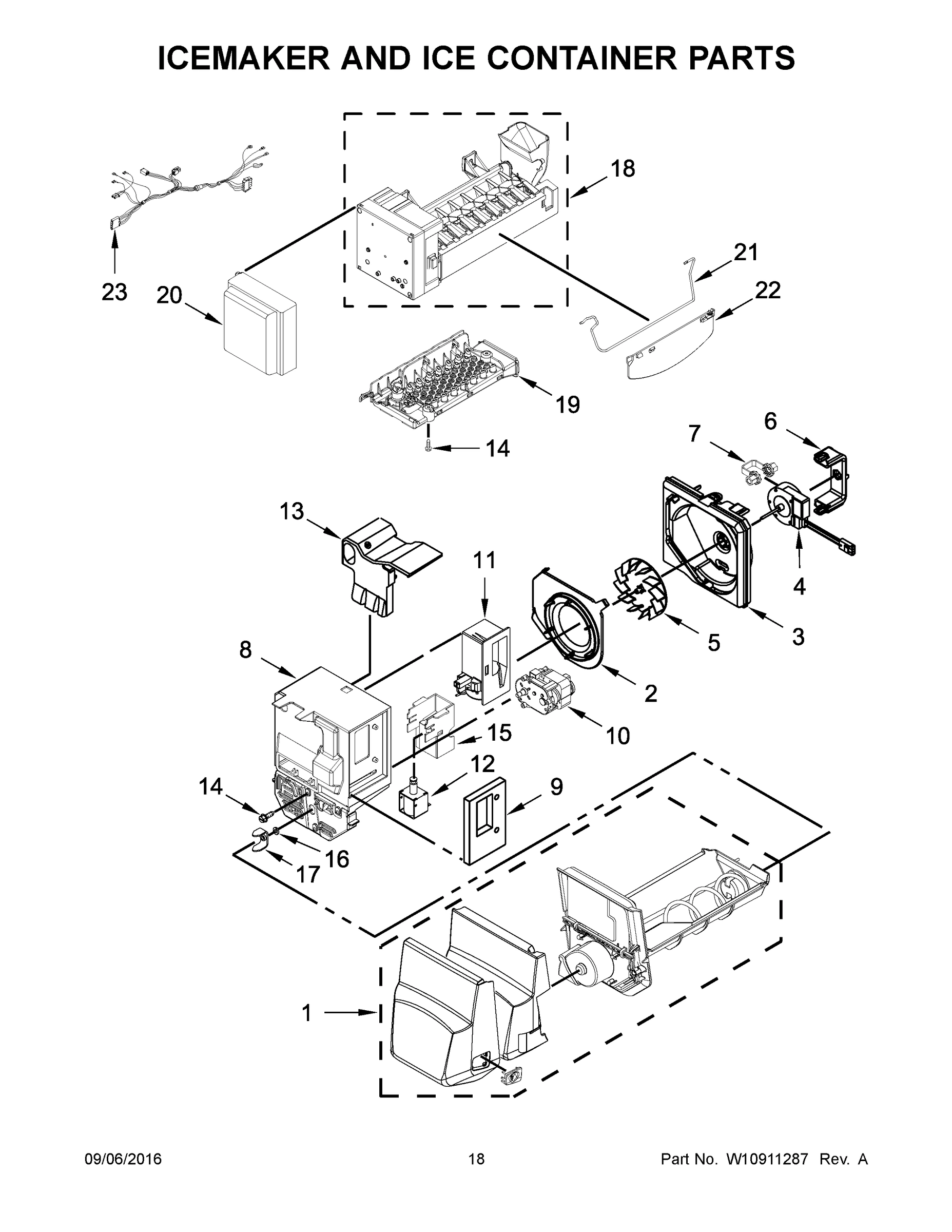 10 - ICEMAKER AND ICE CONTAINER PARTS