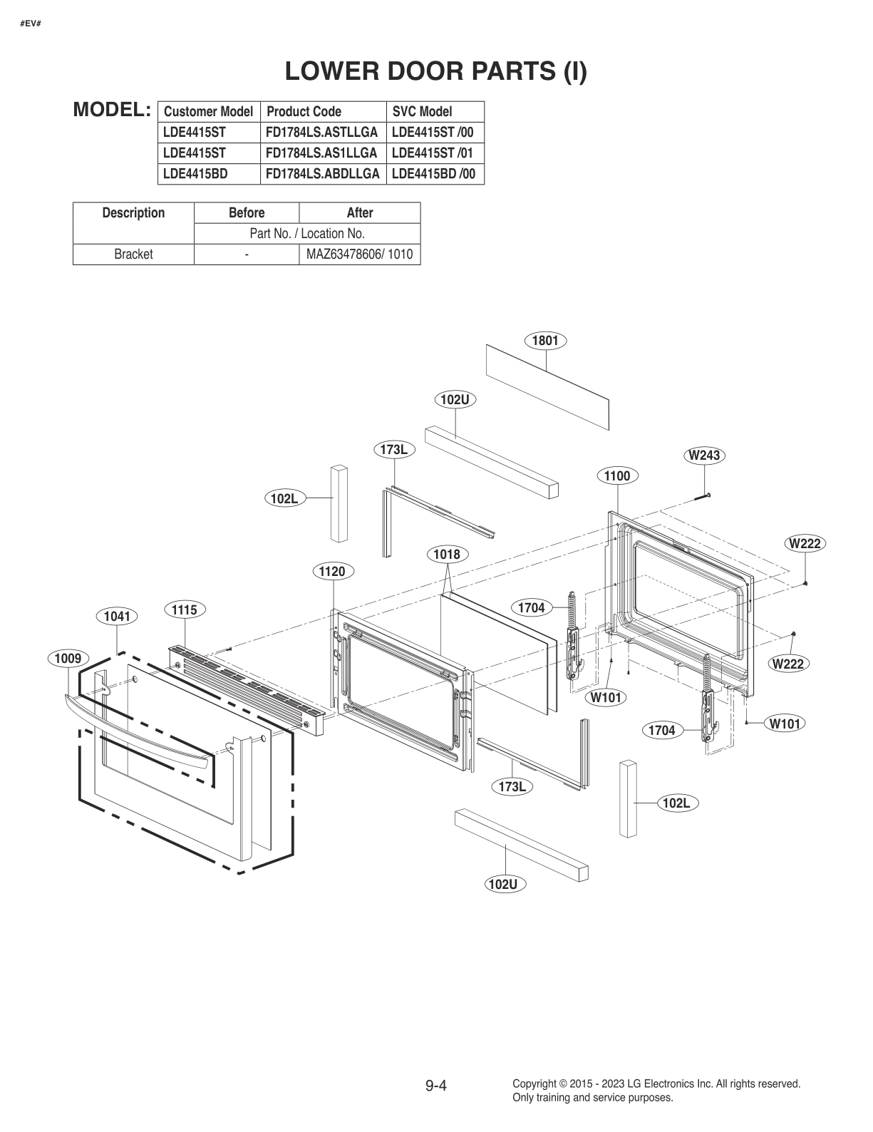 LOWER DOOR PARTS