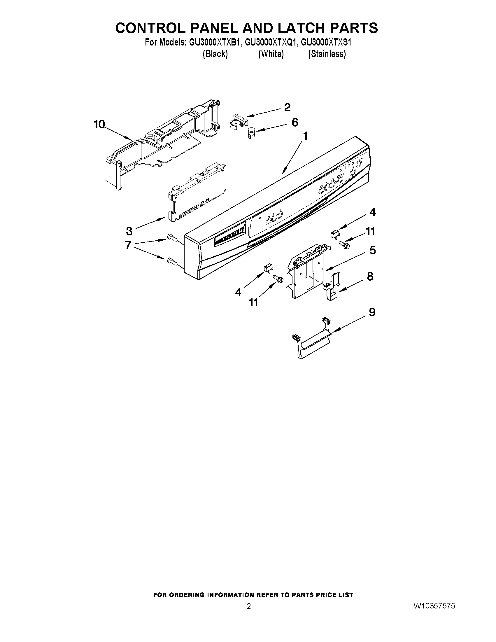 02 - CONTROL PANEL AND LATCH PARTS