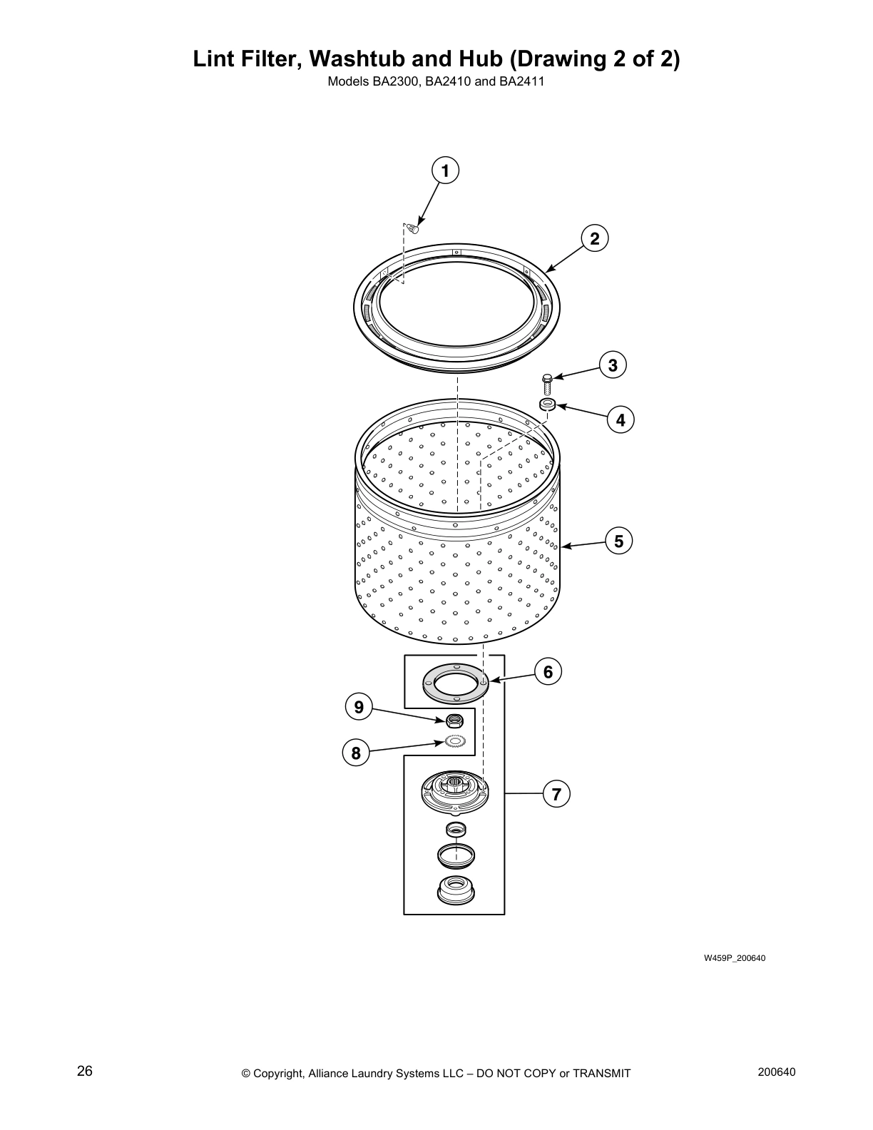 Lint Filter, Washtub and Hub (Drawing 2 of 2)