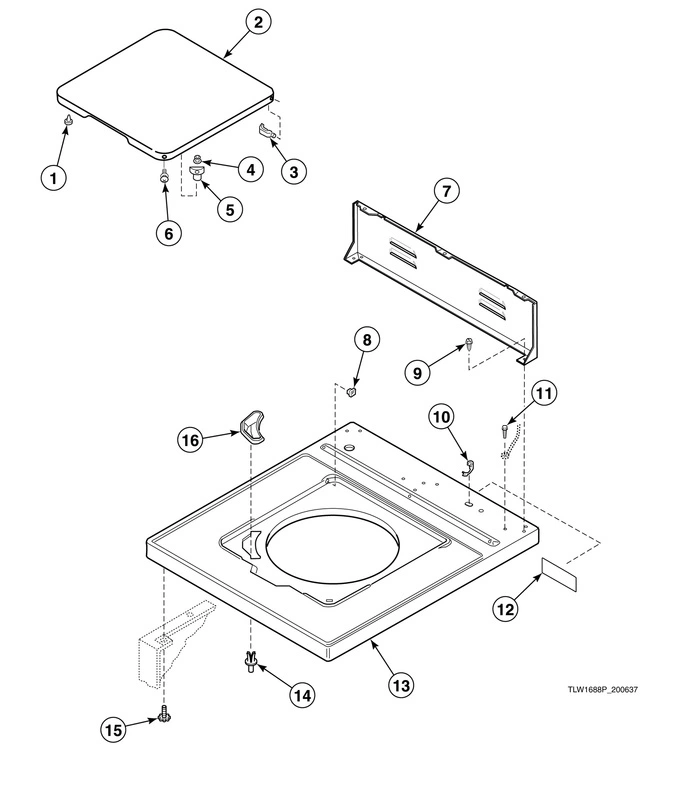 Cabinet Top, Loading Door And Control Hood Rear Panel (drawing 2 of 2)