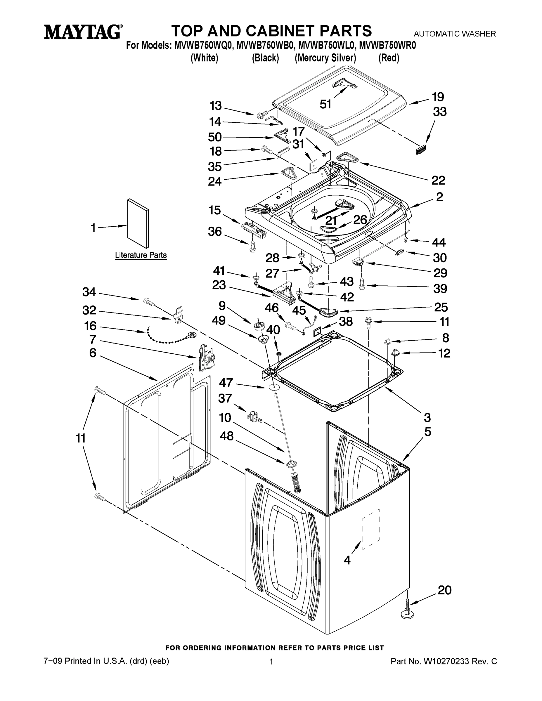 01 - TOP AND CABINET PARTS