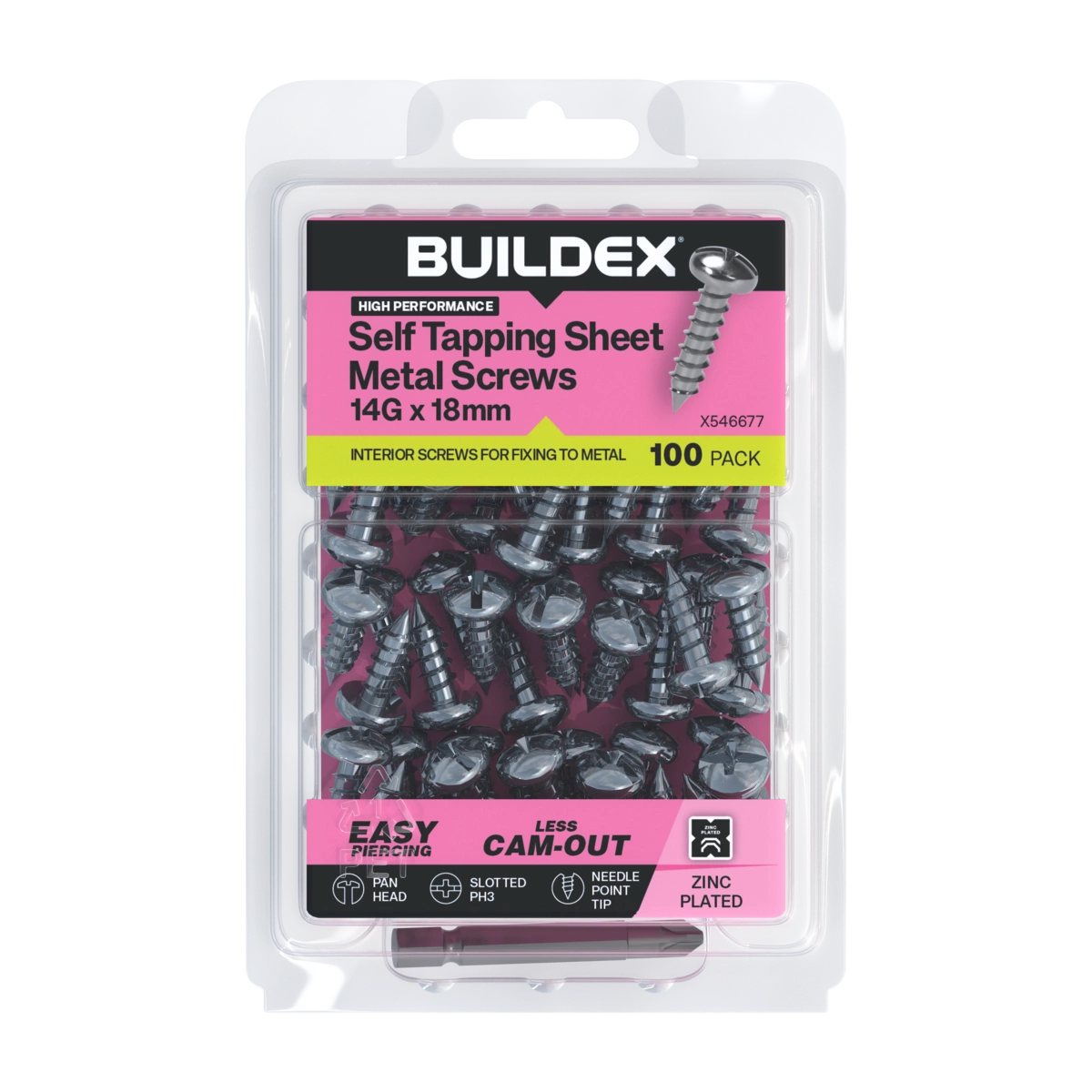 Buildex® 14G x 18mm Zinc Plated Self Tapping Sheet Metal Screws – 100 Pack