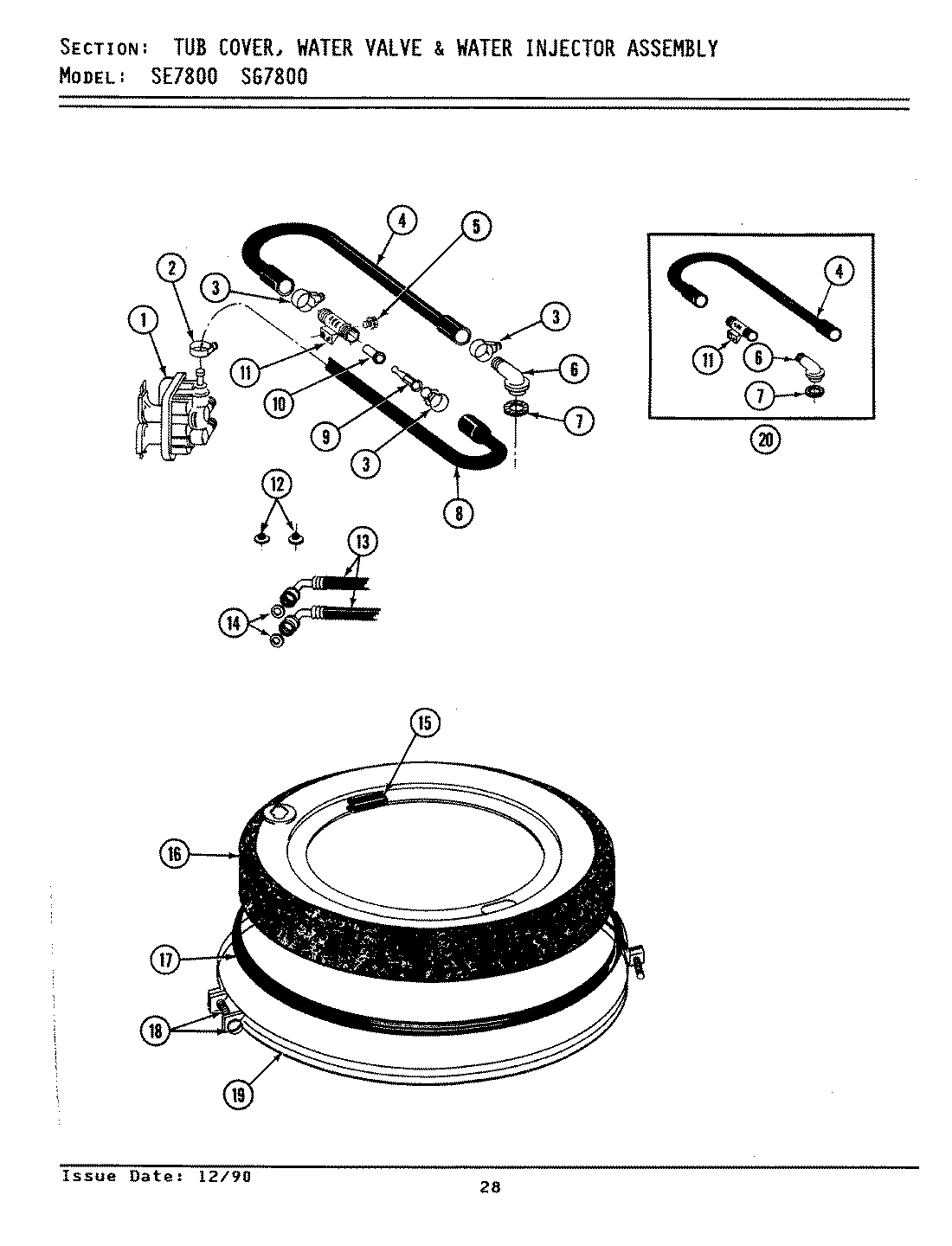 16 - TUB COVER, WATER VALVE & WATER INJ. ASSY