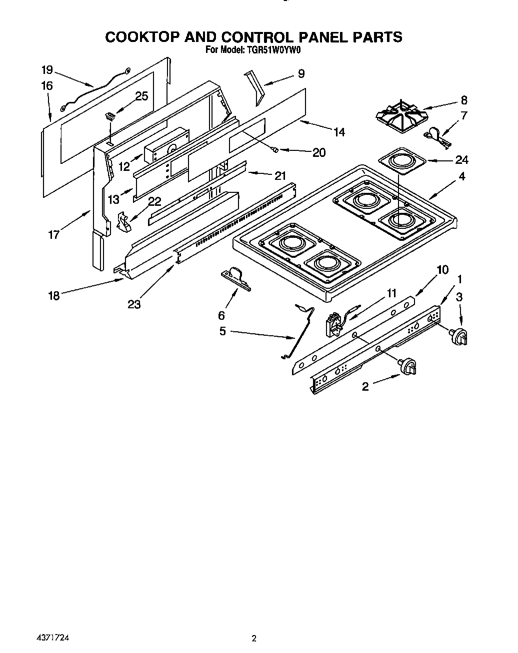02 - COOKTOP AND CONTROL PANEL, LIT/OPTI