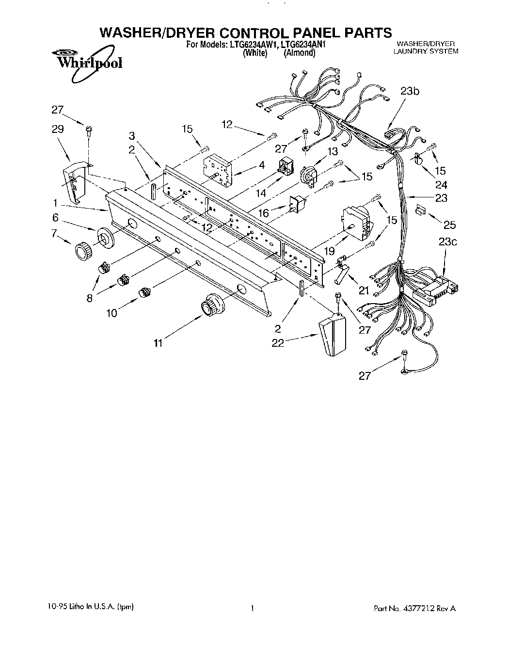 01 - WASHER/DRYER CONTROL PANEL