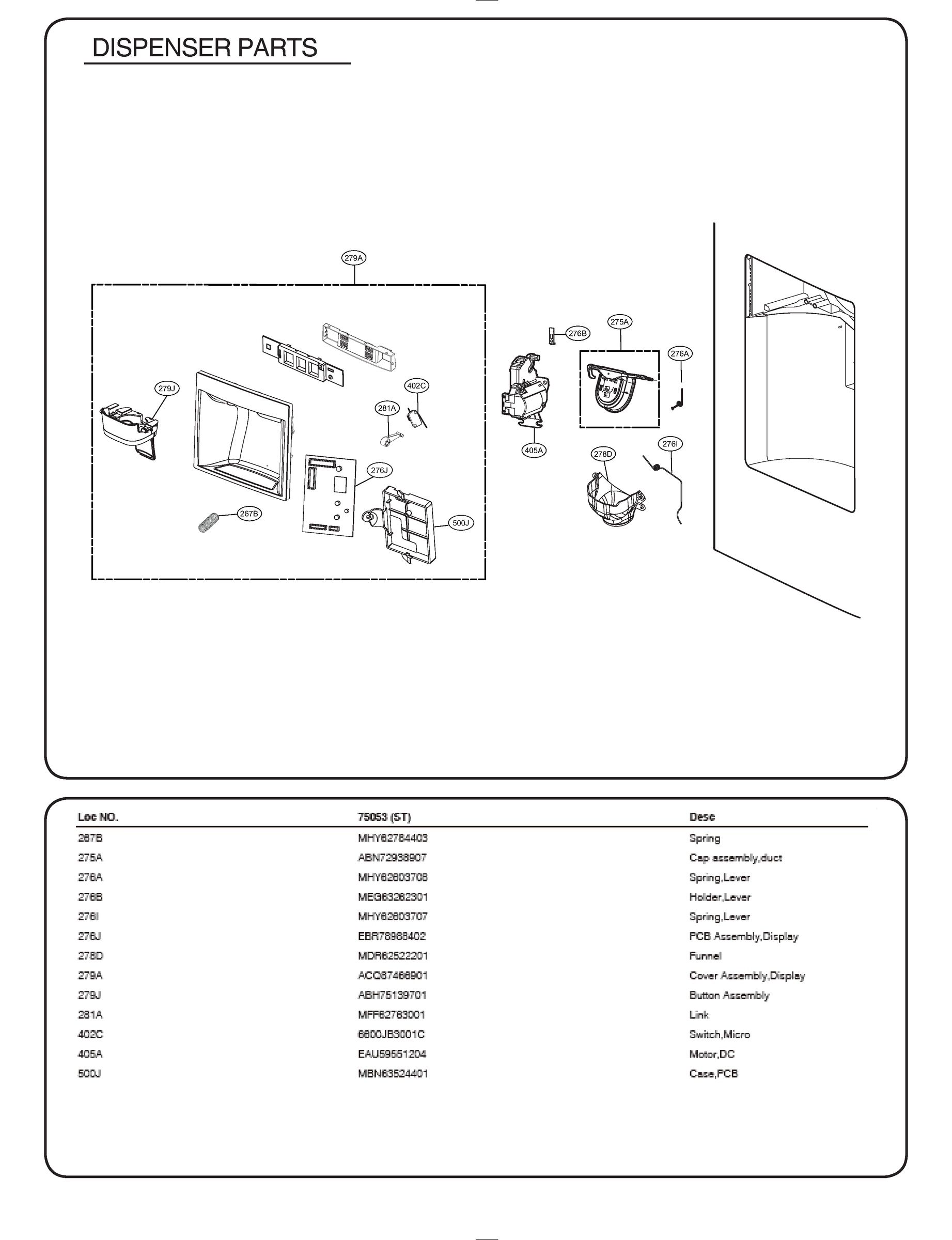 DISPENSER PARTS
