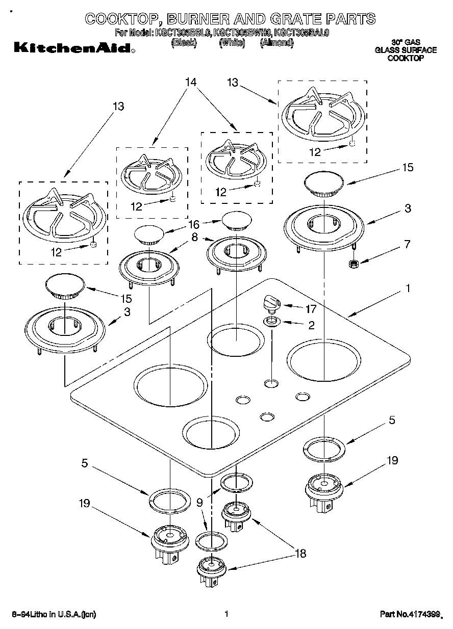 01 - COOKTOP, BURNER AND GRATE