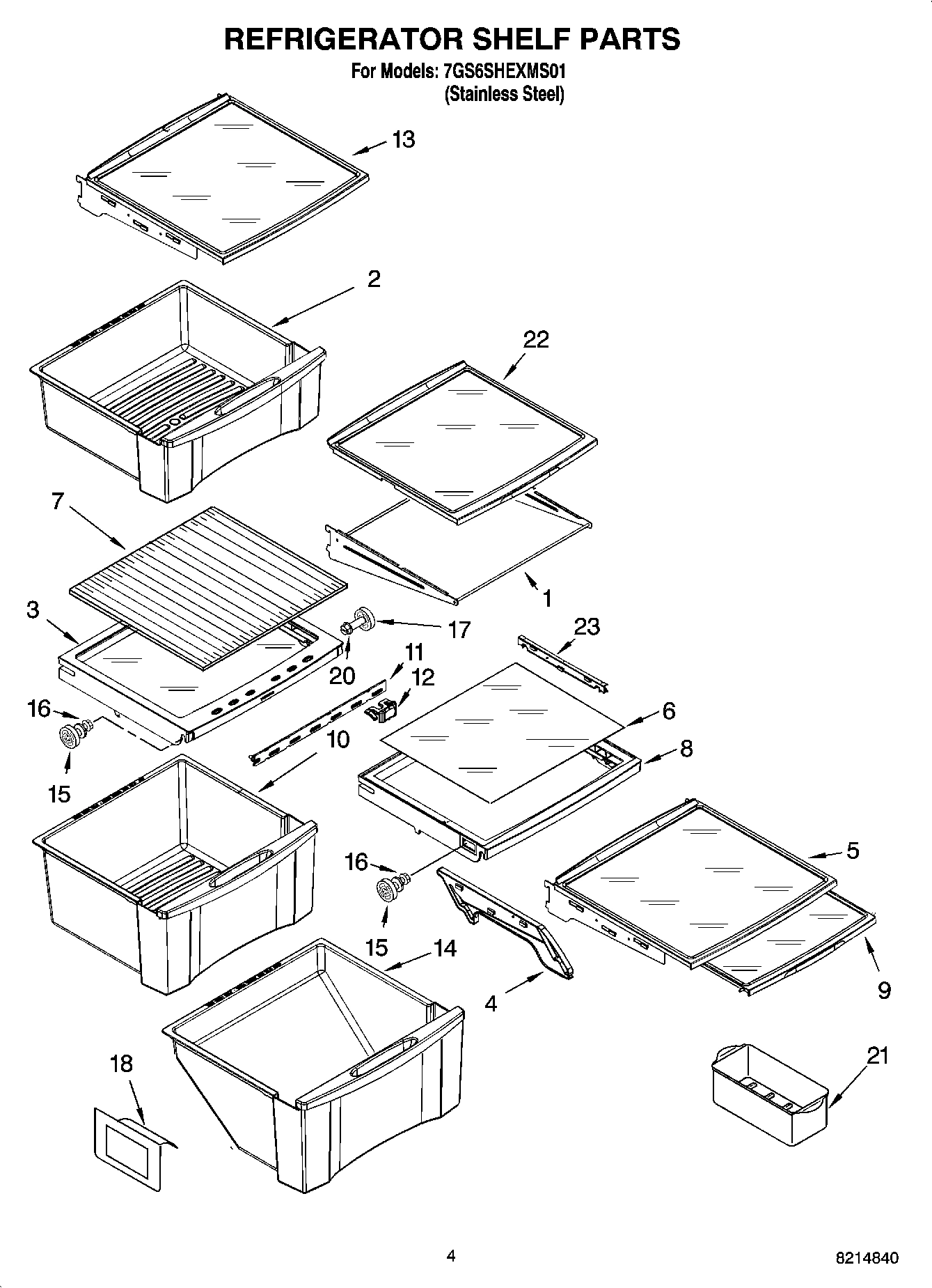 03 - REFRIGERATOR SHELF PARTS