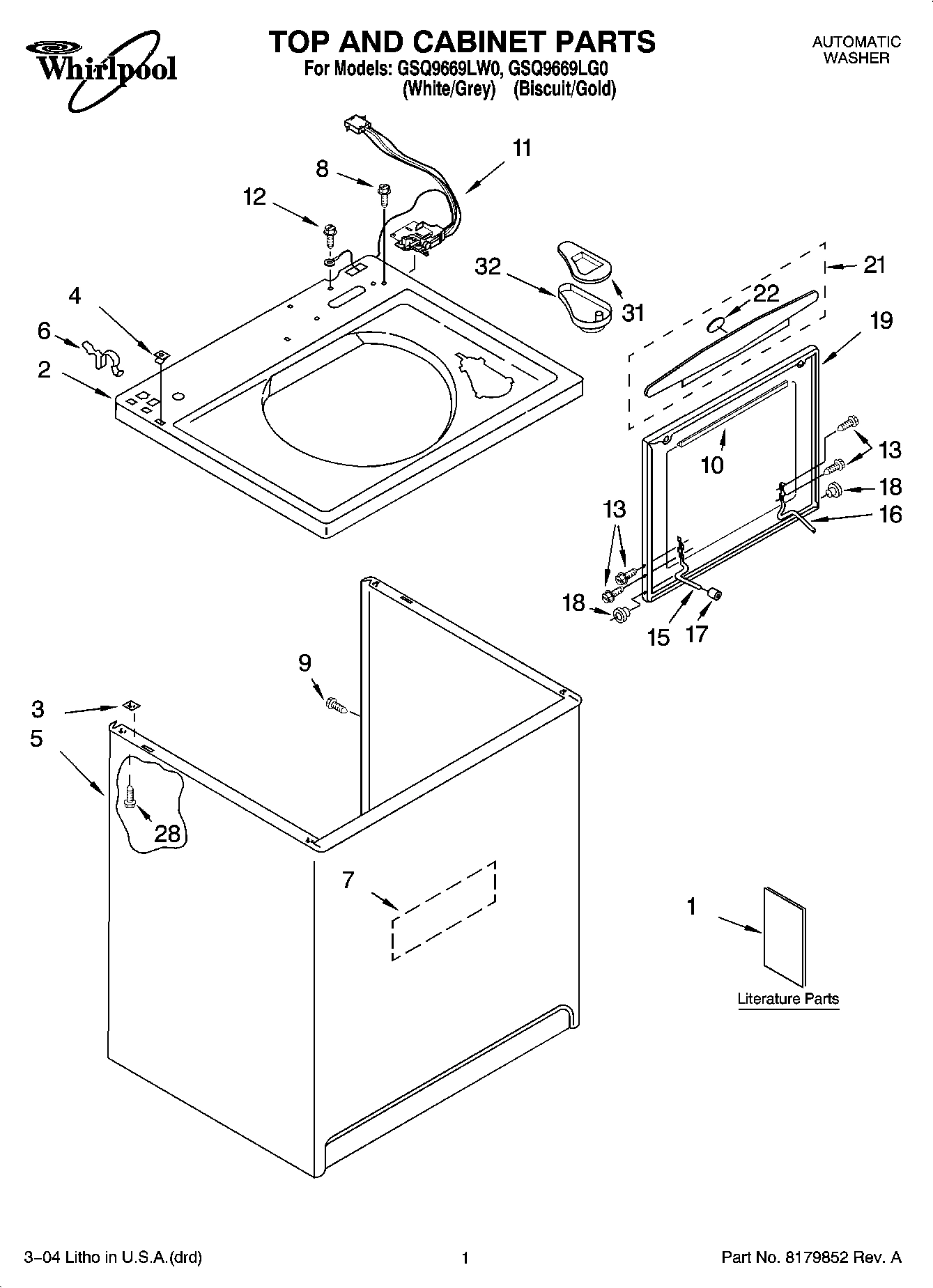 01 - TOP AND CABINET PARTS