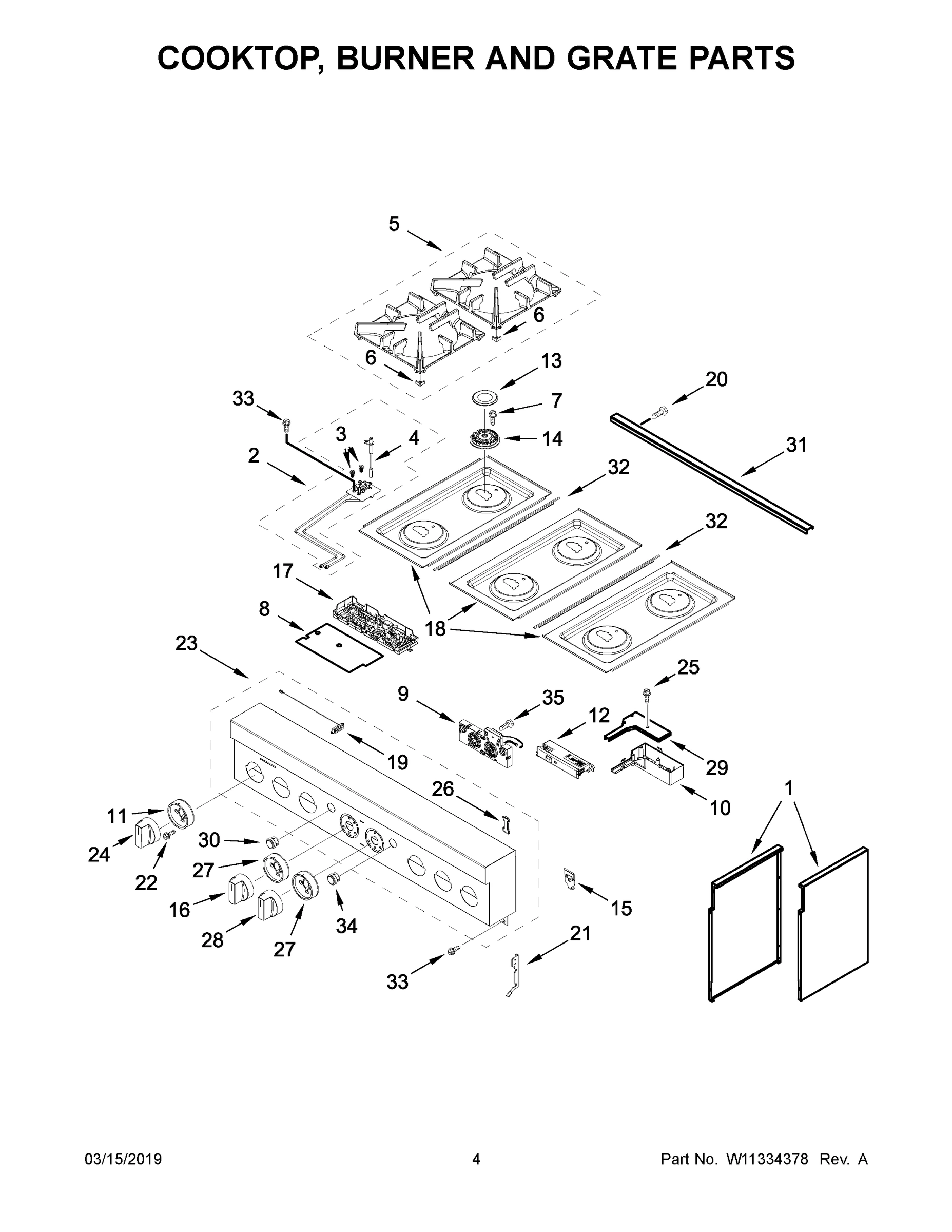 03 - COOKTOP, BURNER AND GRATE PARTS