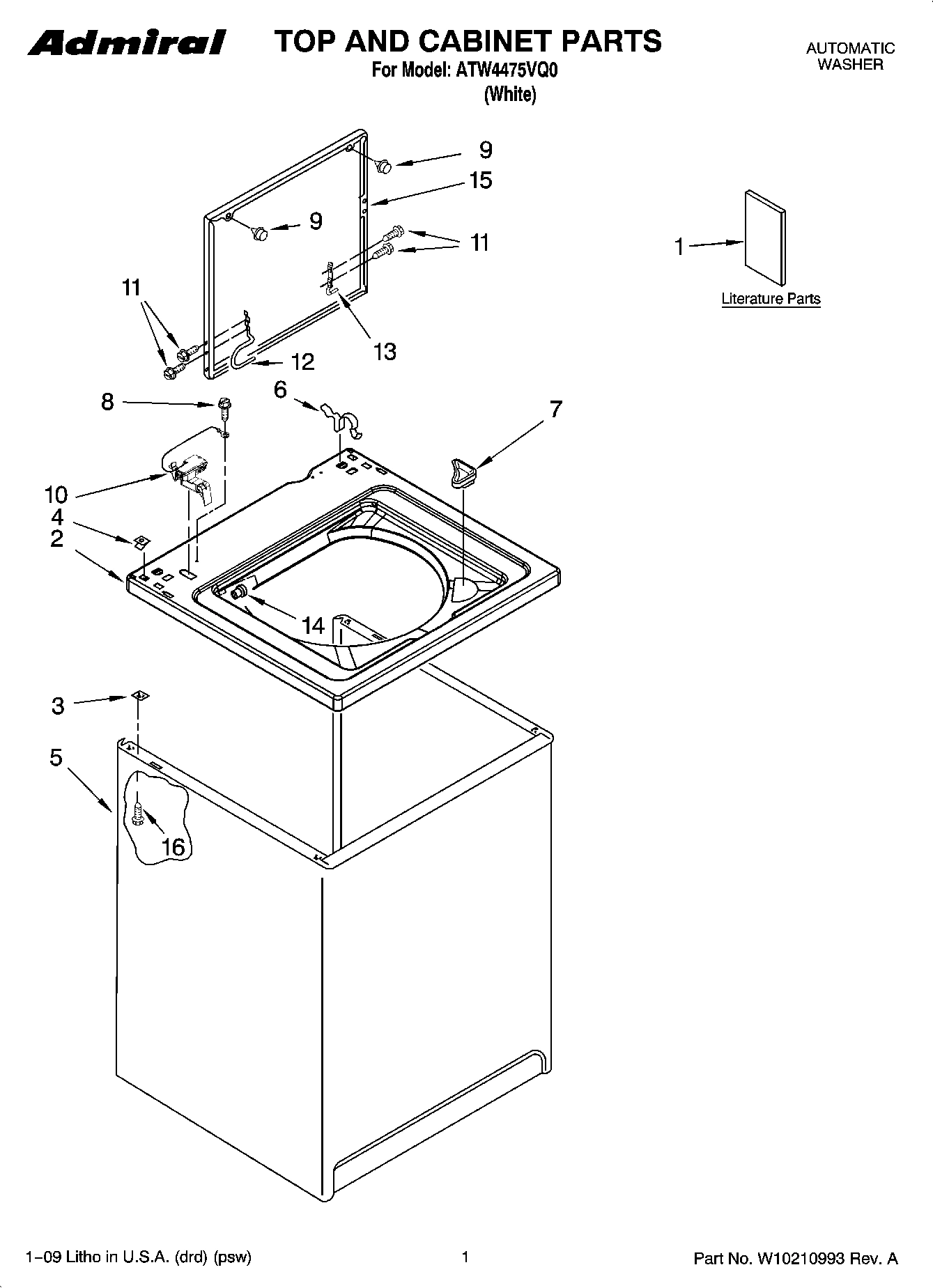01 - TOP AND CABINET PARTS