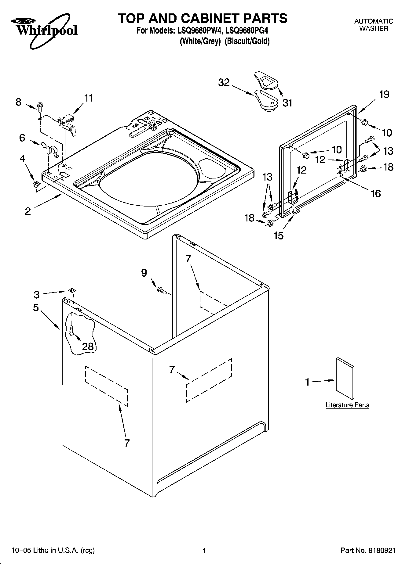 01 - TOP AND CABINET PARTS