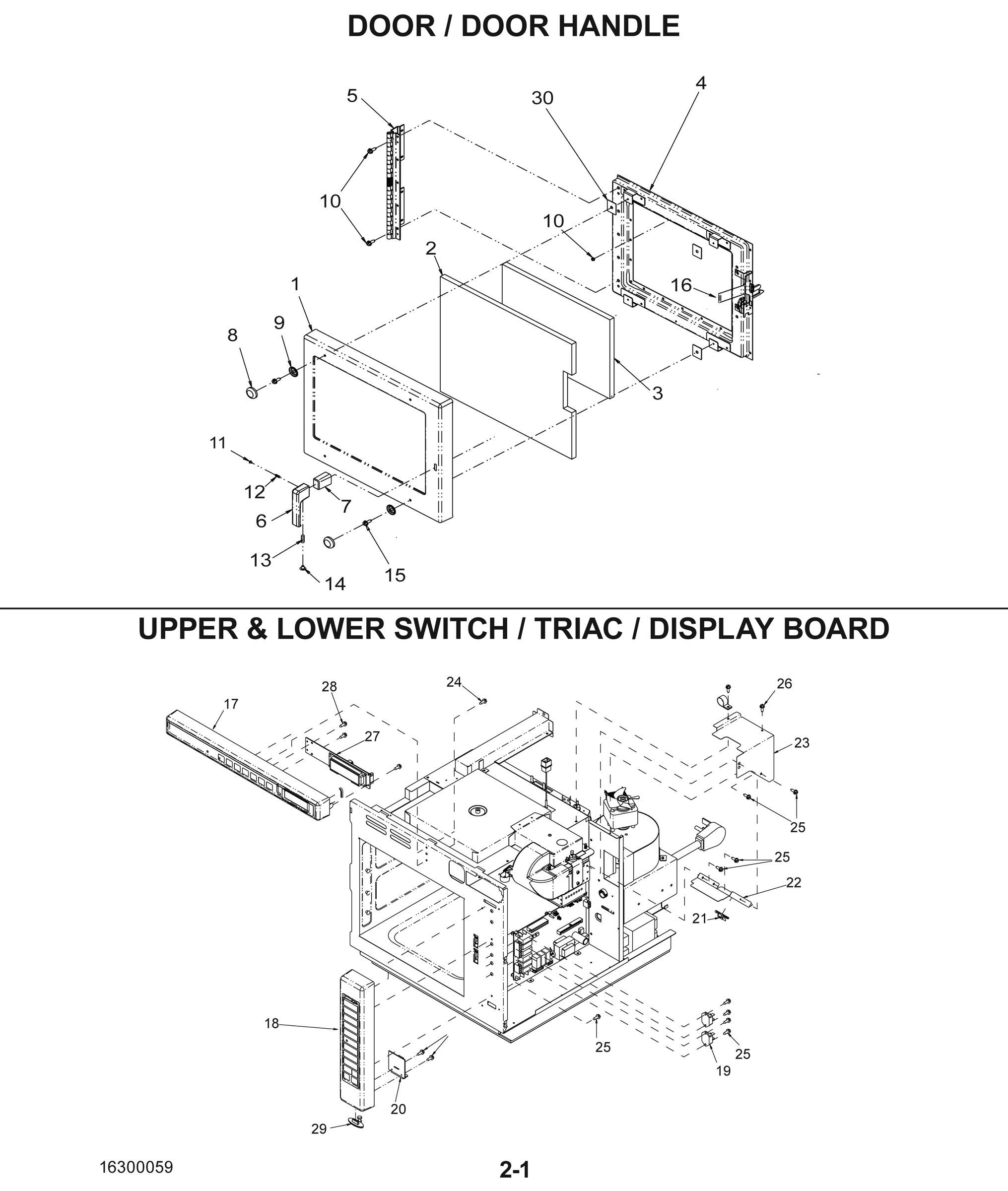 DOOR / HANDLE / UPPER & LOWER SWITCH / TRIAC / DISPLAY BOARD