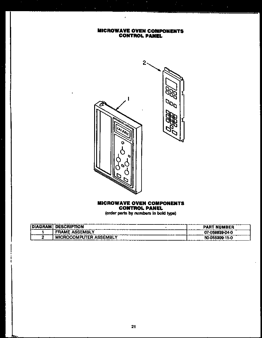 05 - MICROWAVE OVEN COMPONENTS CONTROLPANEL