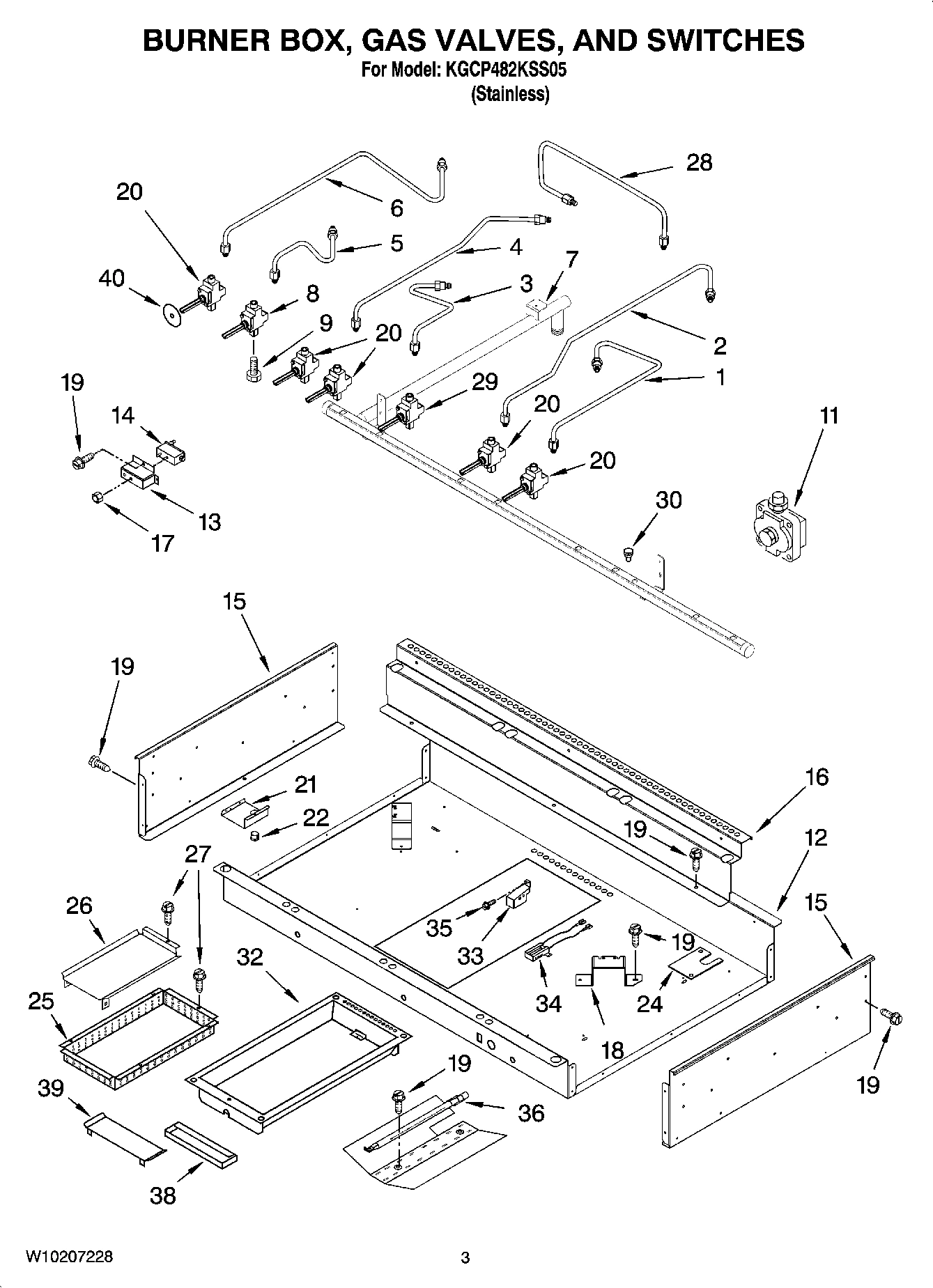 02 - BURNER BOX, GAS VALVES, AND SWITCHES, OPTIONAL PARTS