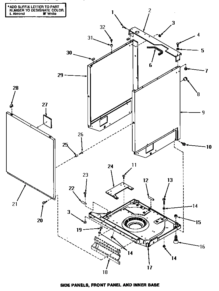 21 - SIDE PANELS, FRONT PANEL & INNER BASE