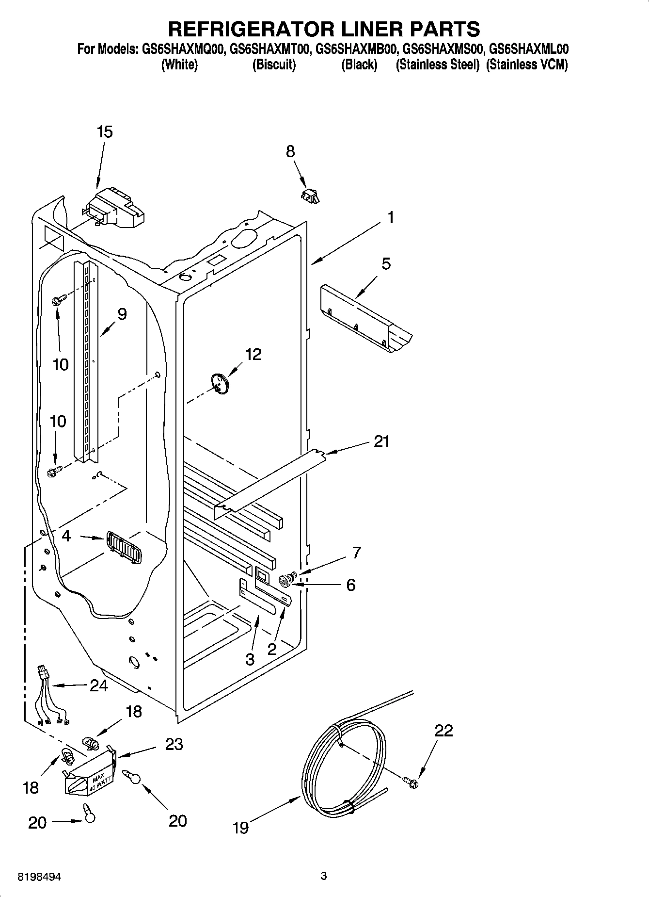02 - REFRIGERATOR LINER PARTS