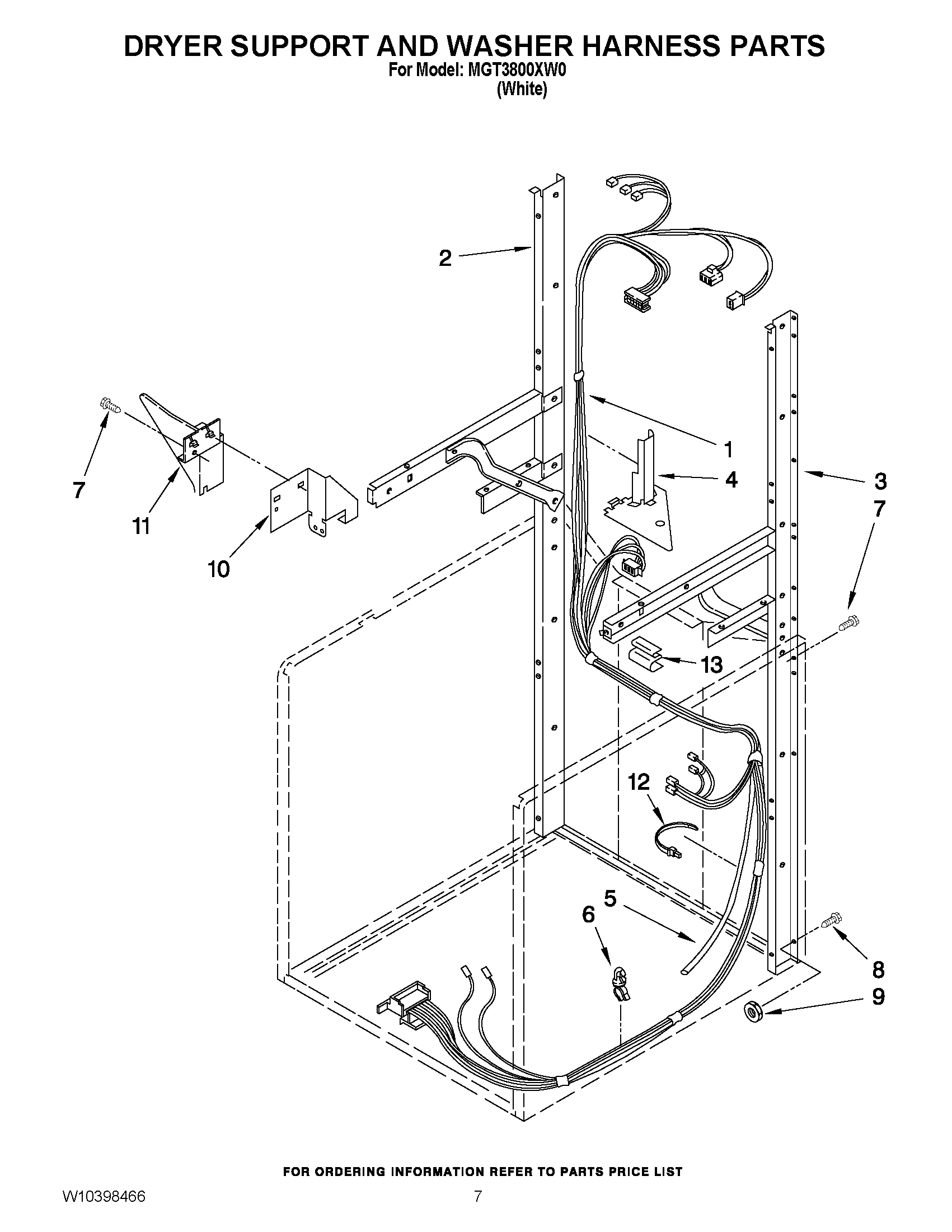 05 - DRYER SUPPORT AND WASHER HARNESS PARTS