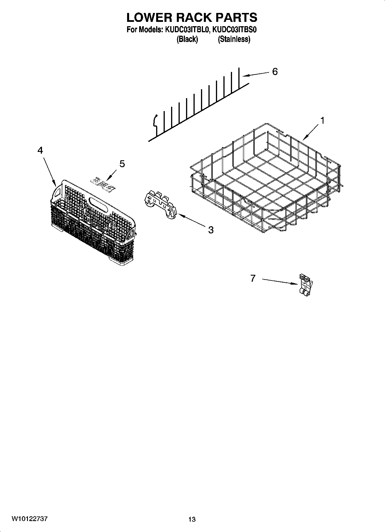 11 - LOWER RACK PARTS, OPTIONAL PARTS (NOT INCLUDED)