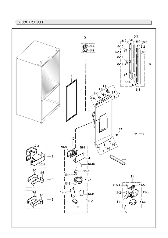 LEFT REFRIGERATOR DOOR PARTS