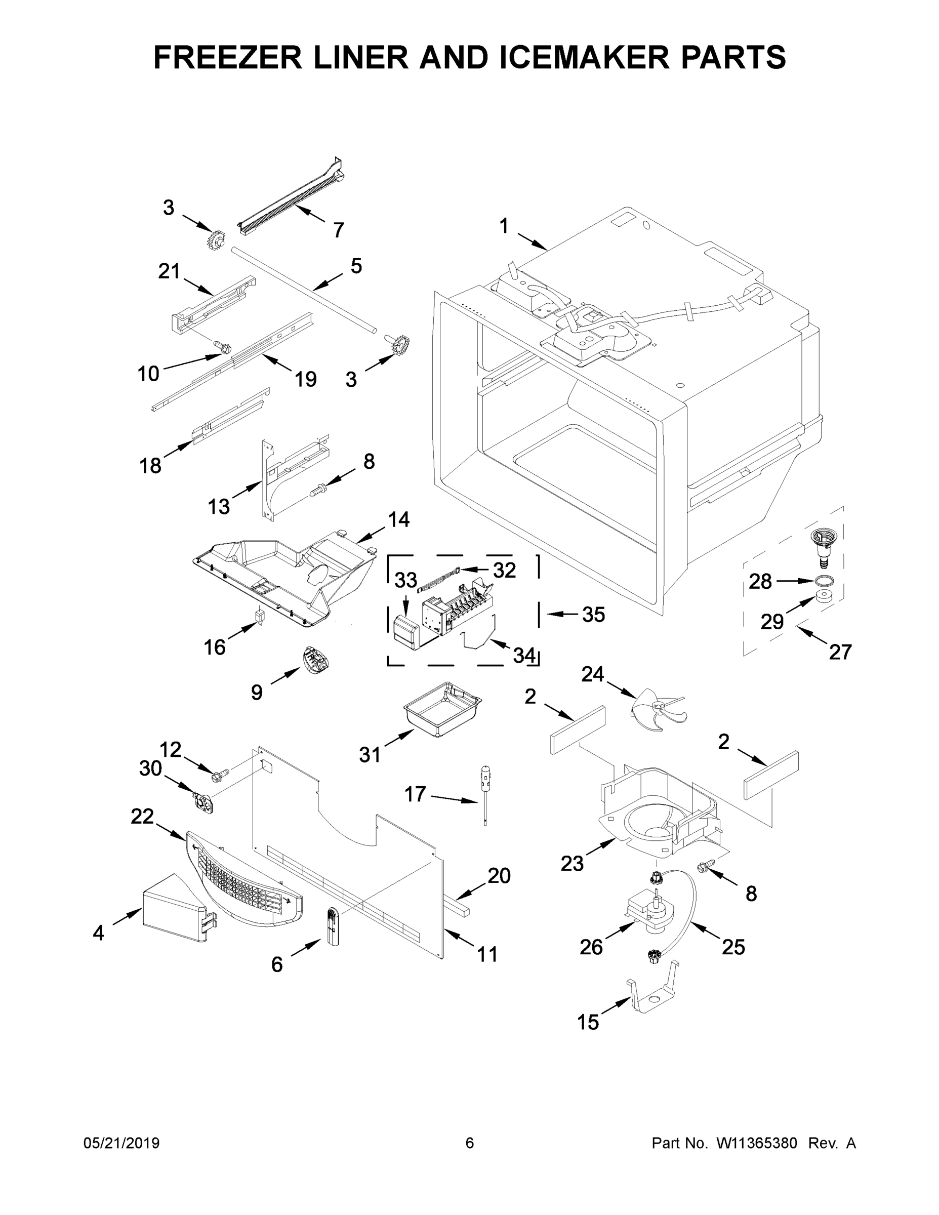 04 - FREEZER LINER AND ICEMAKER PARTS
