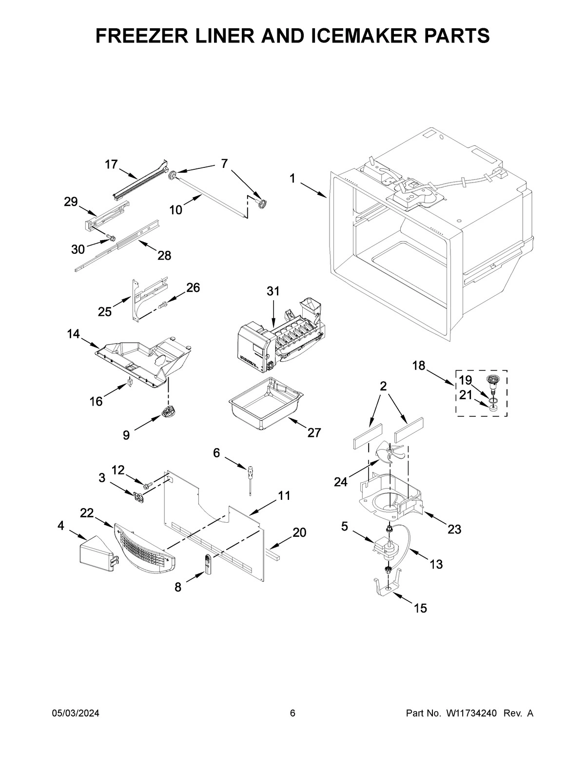 04 - FREEZER LINER AND ICEMAKER PARTS