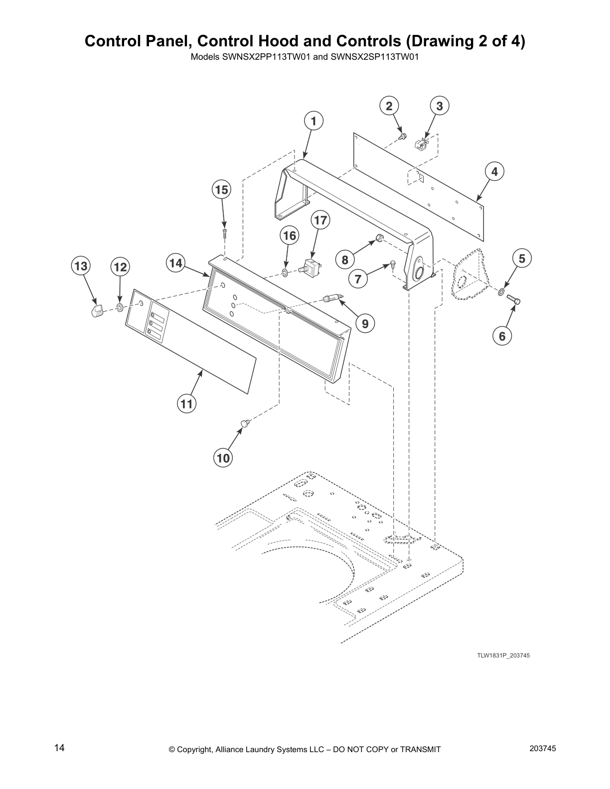 Control Panel, Control Hood and Controls (Drawing 2 of 4)