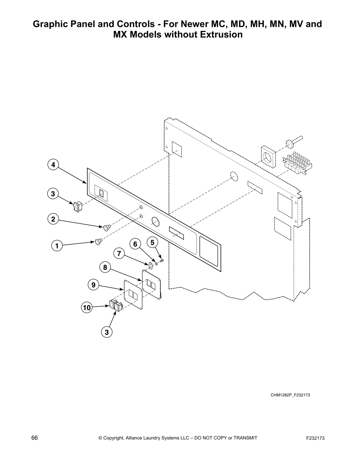 Graphic Panel and Controls - For Newer MC, MD, MH, MN, MV and
MX Models without Extrusion