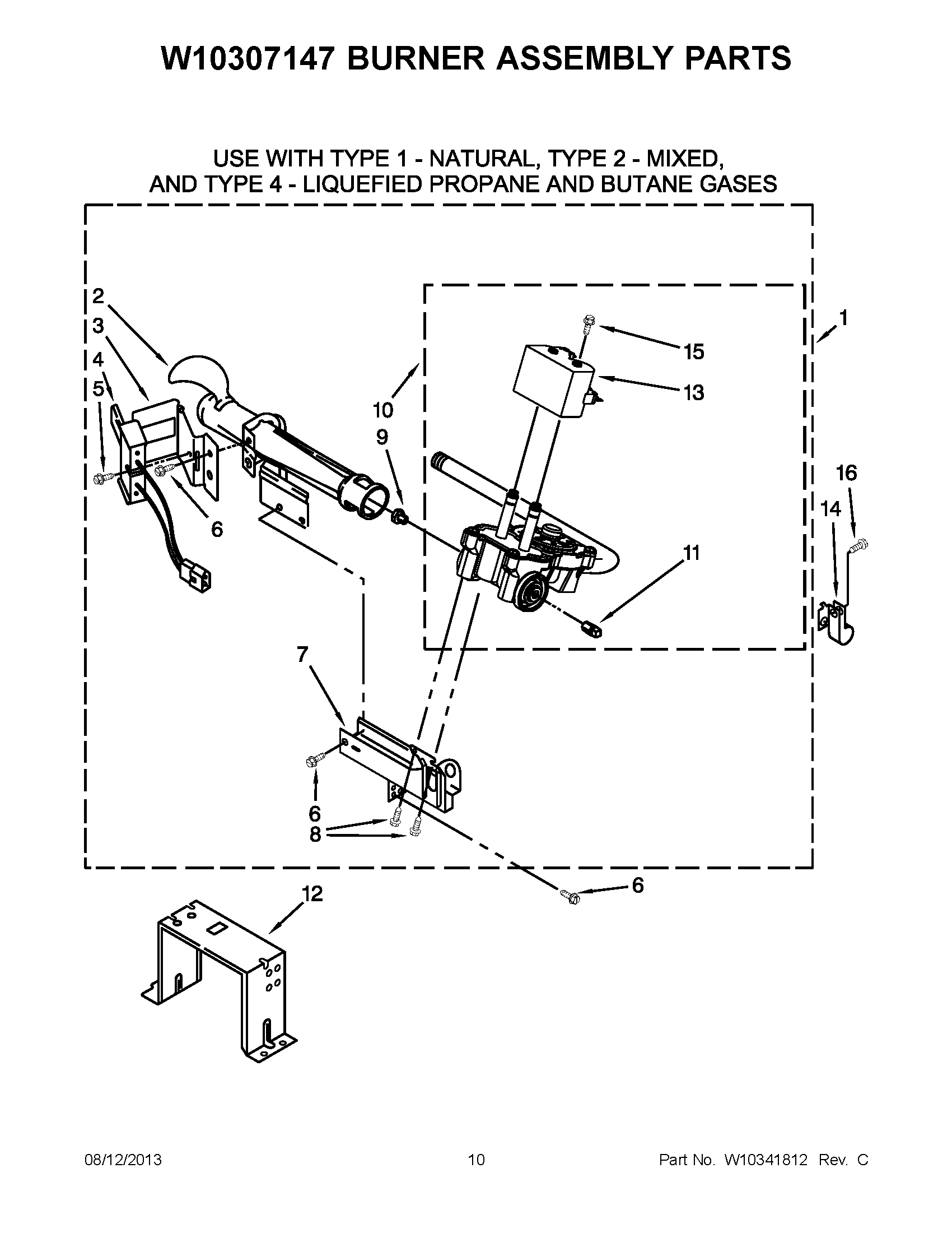 05 - W10307147 BURNER ASSEMBLY PARTS