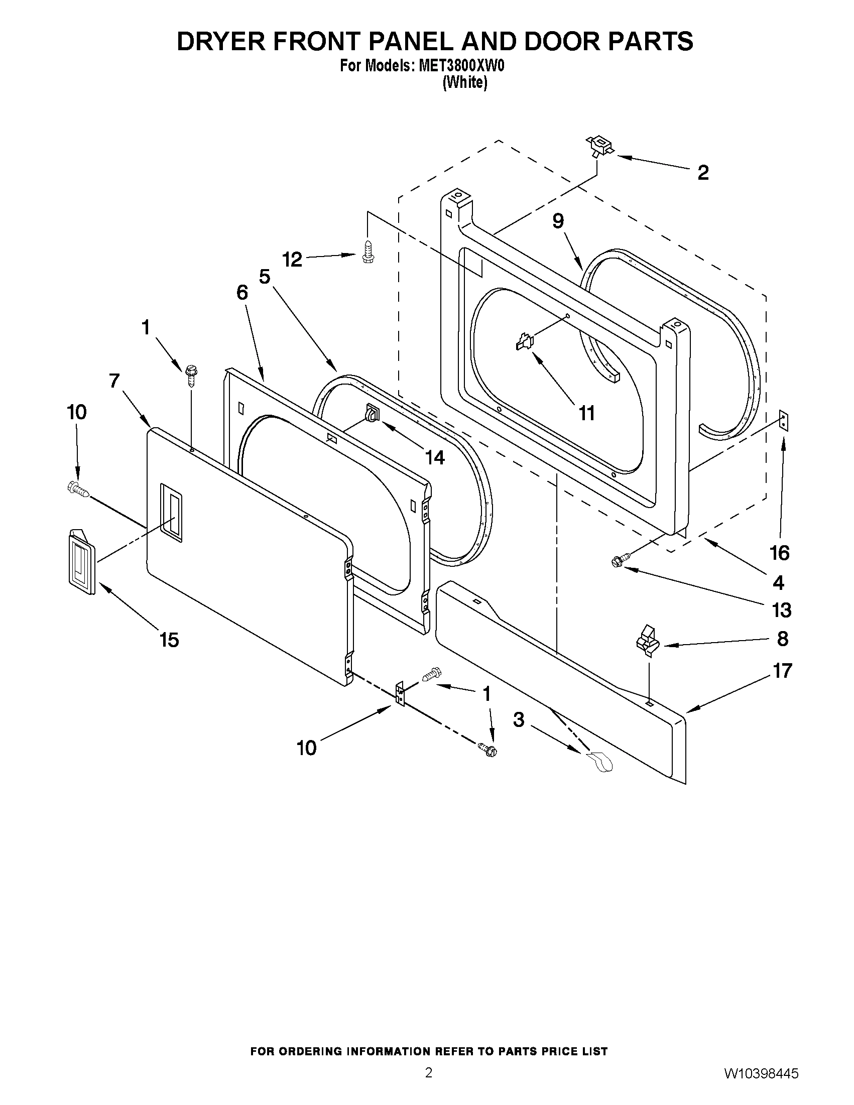 02 - DRYER FRONT PANEL AND DOOR PARTS