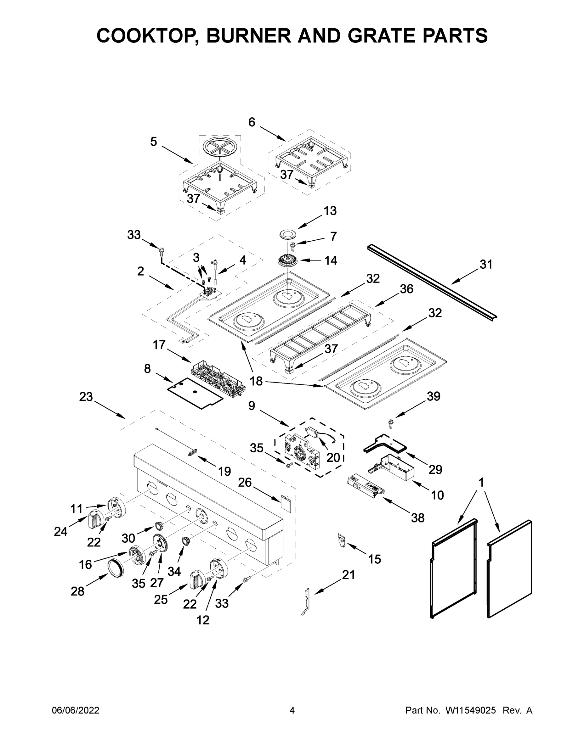 03 - COOKTOP, BURNER AND GRATE PARTS