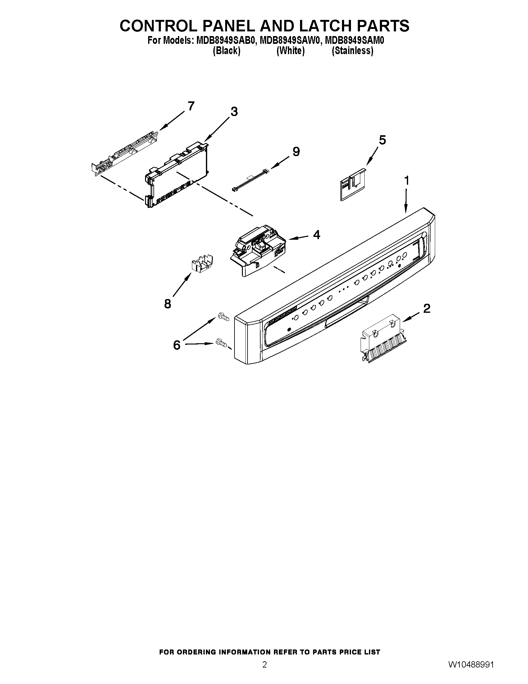 02 - CONTROL PANEL AND LATCH PARTS