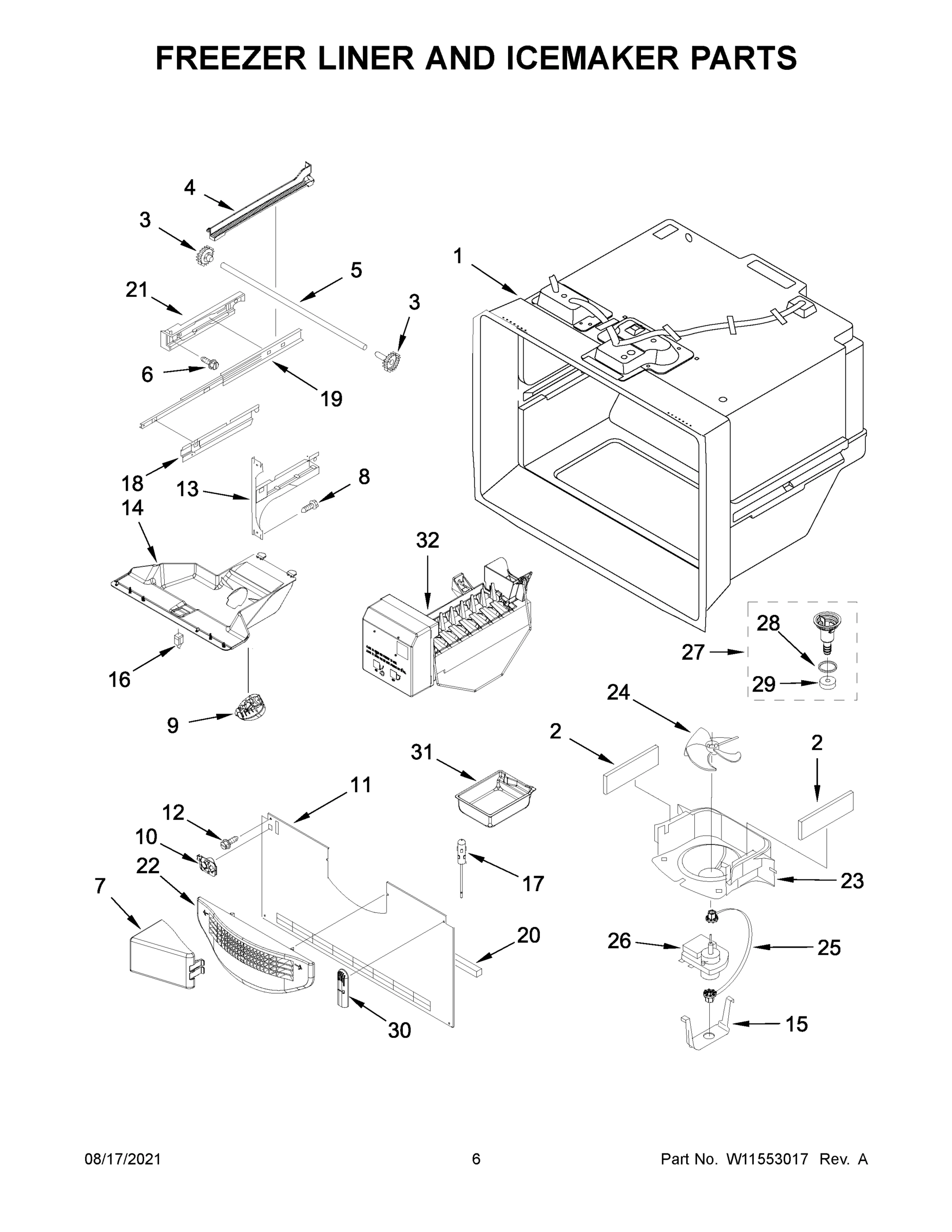 04 - FREEZER LINER AND ICEMAKER PARTS