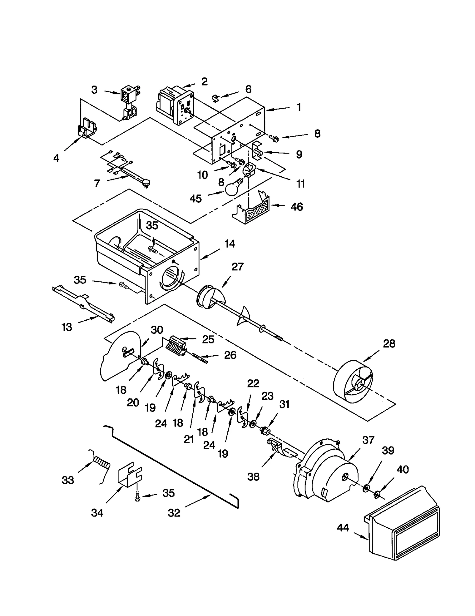 MOTOR AND ICE CONTAINER