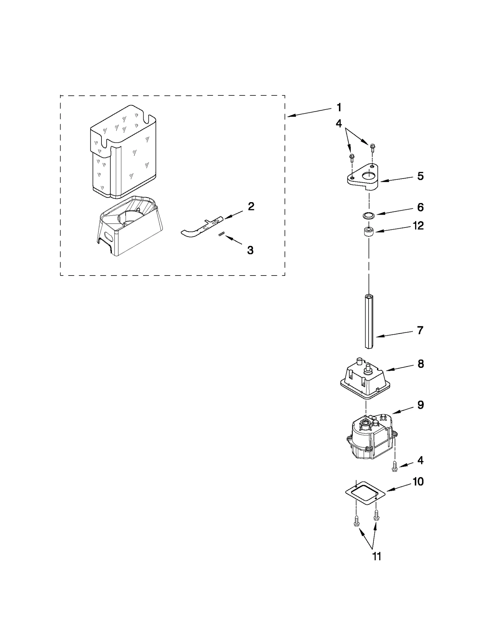 MOTOR AND ICE CONTAINER PARTS