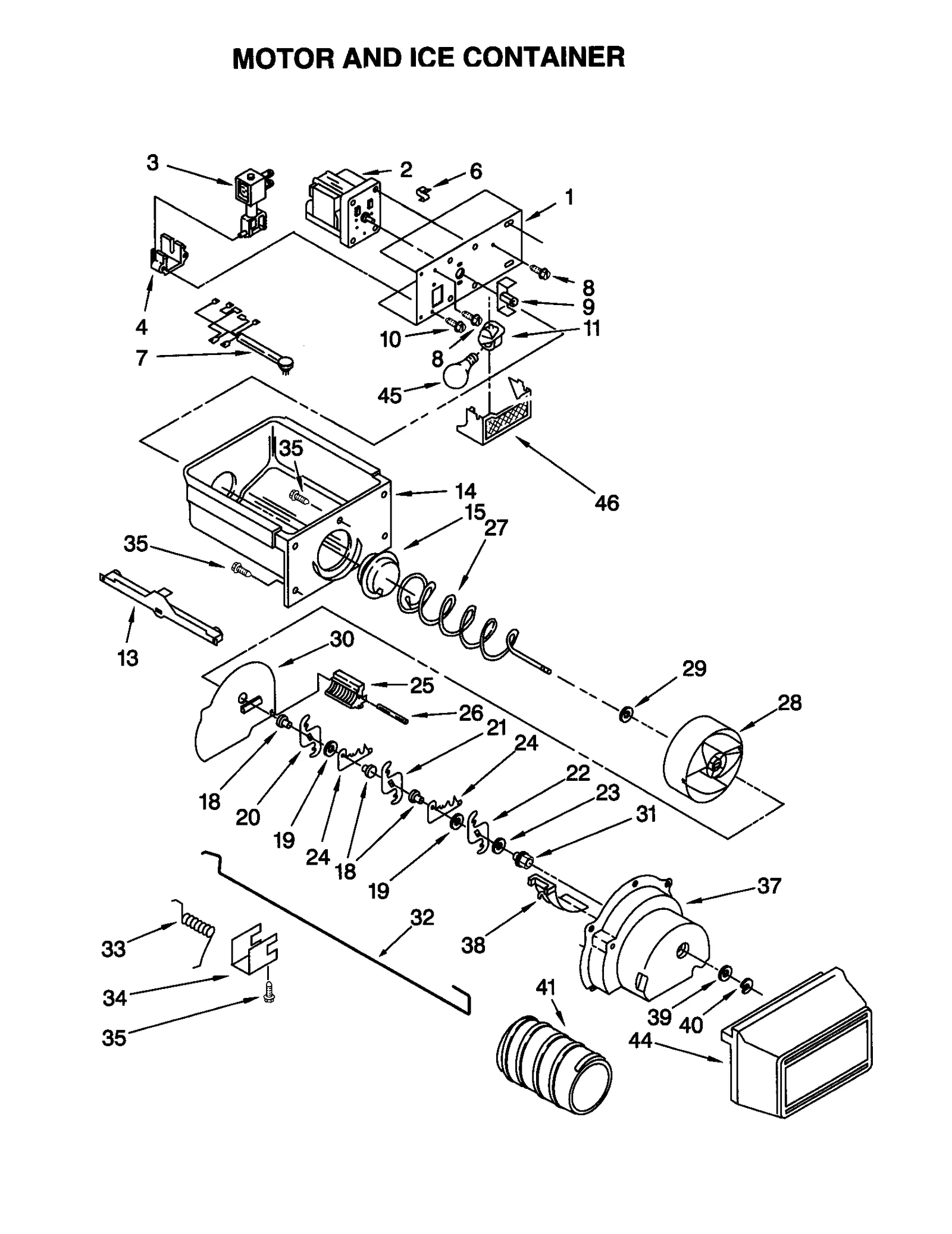 MOTOR AND ICE CONTAINER