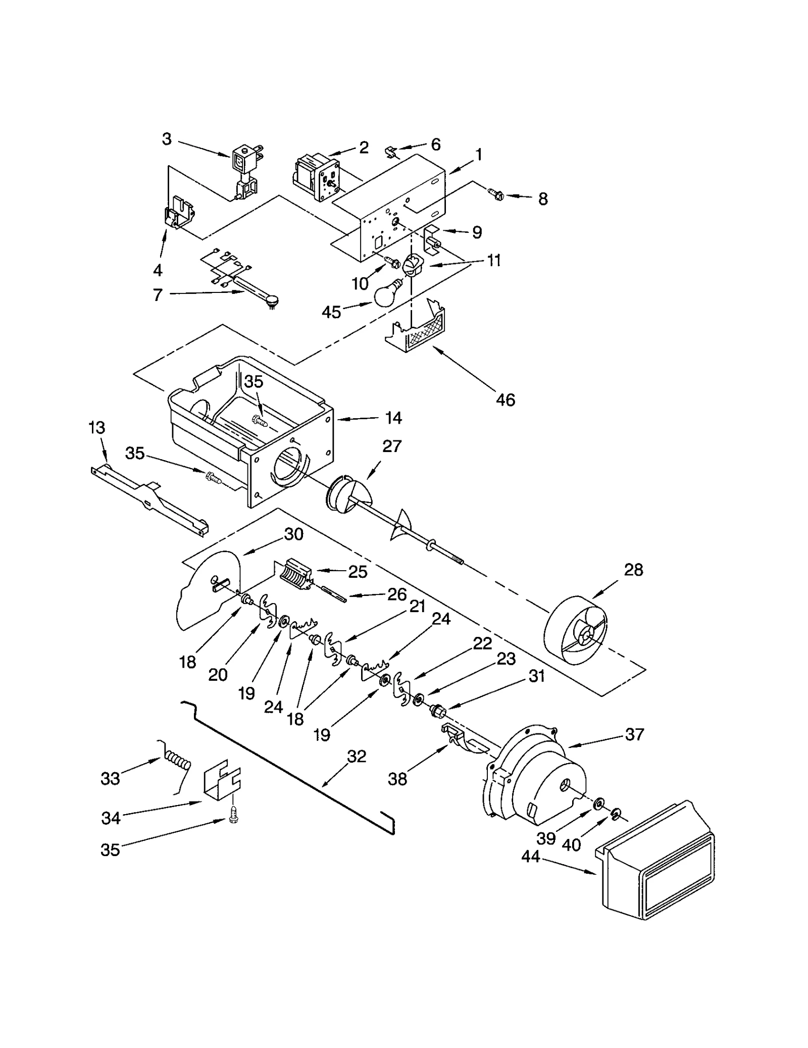 MOTOR AND ICE CONTAINER