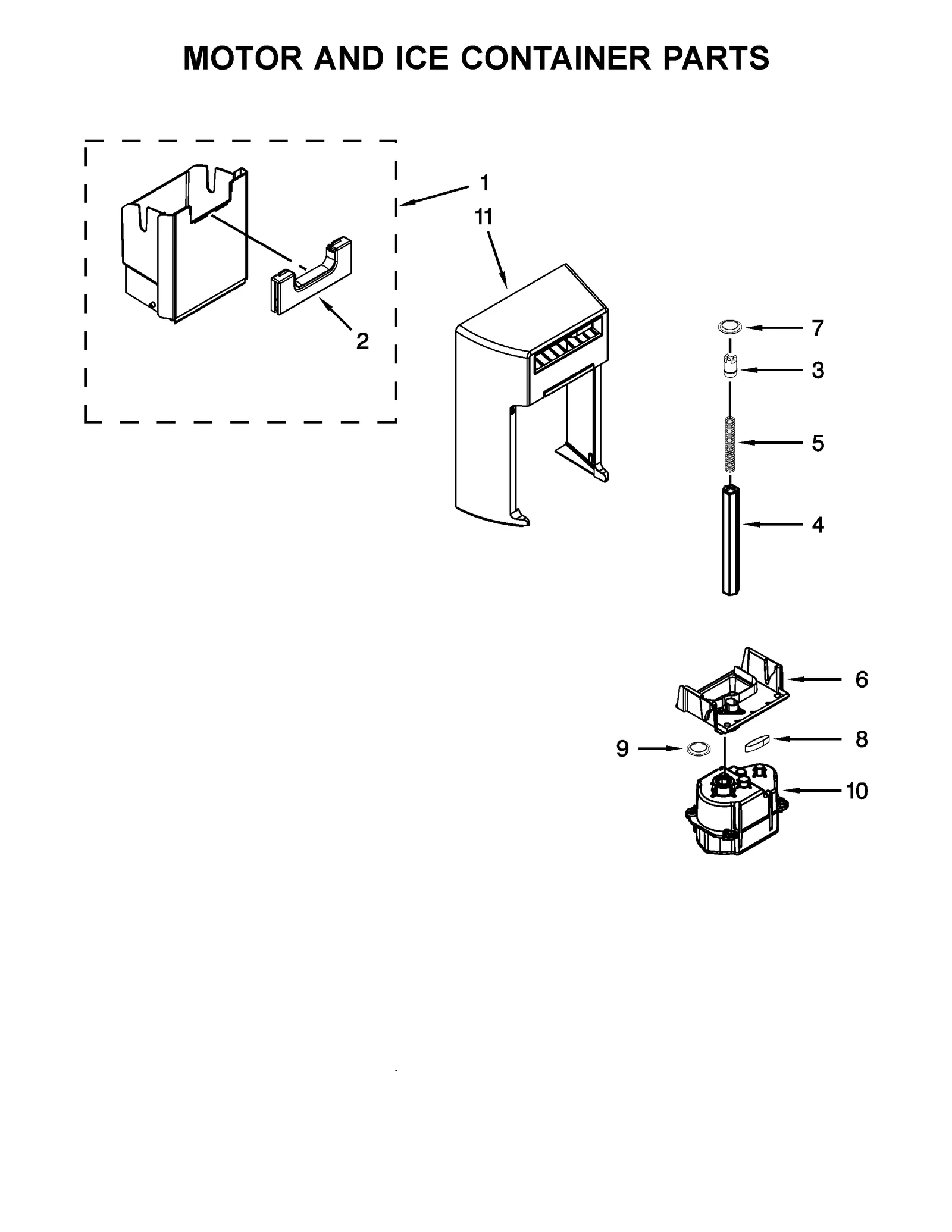 MOTOR AND ICE CONTAINER PARTS