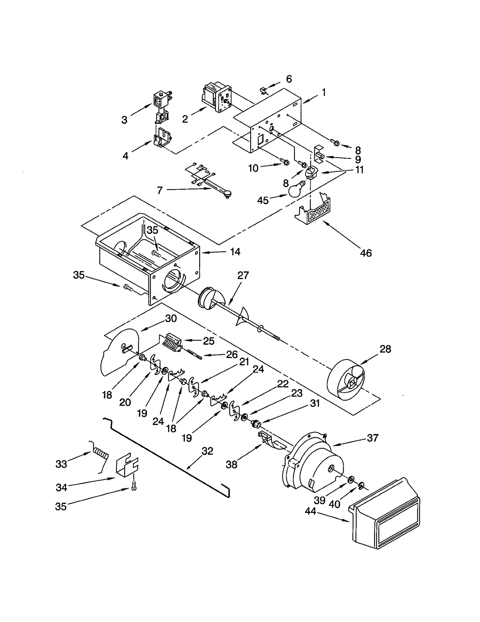 MOTOR AND ICE CONTAINER