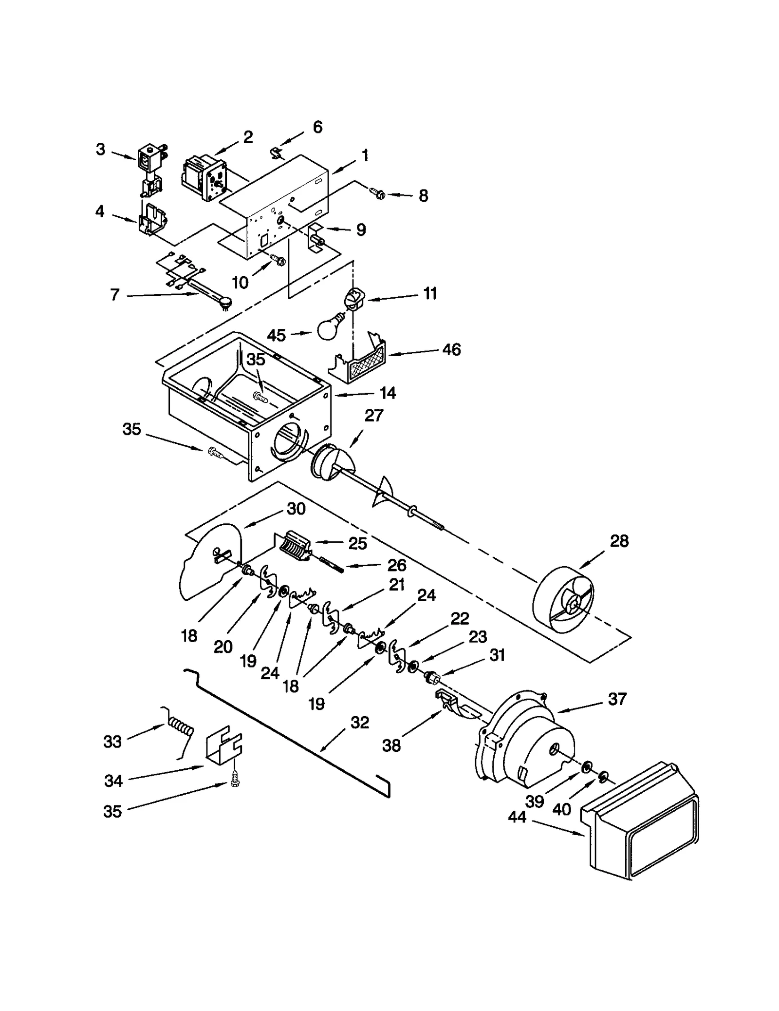 MOTOR AND ICE CONTAINER