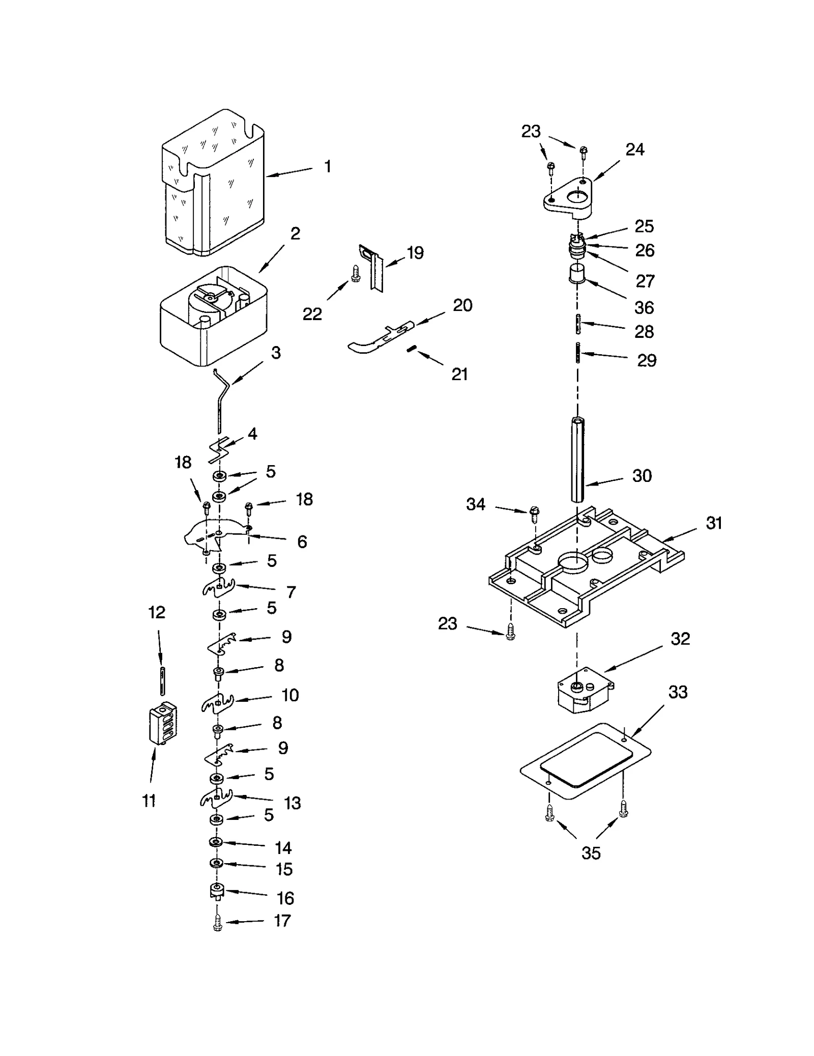 MOTOR AND ICE CONTAINER