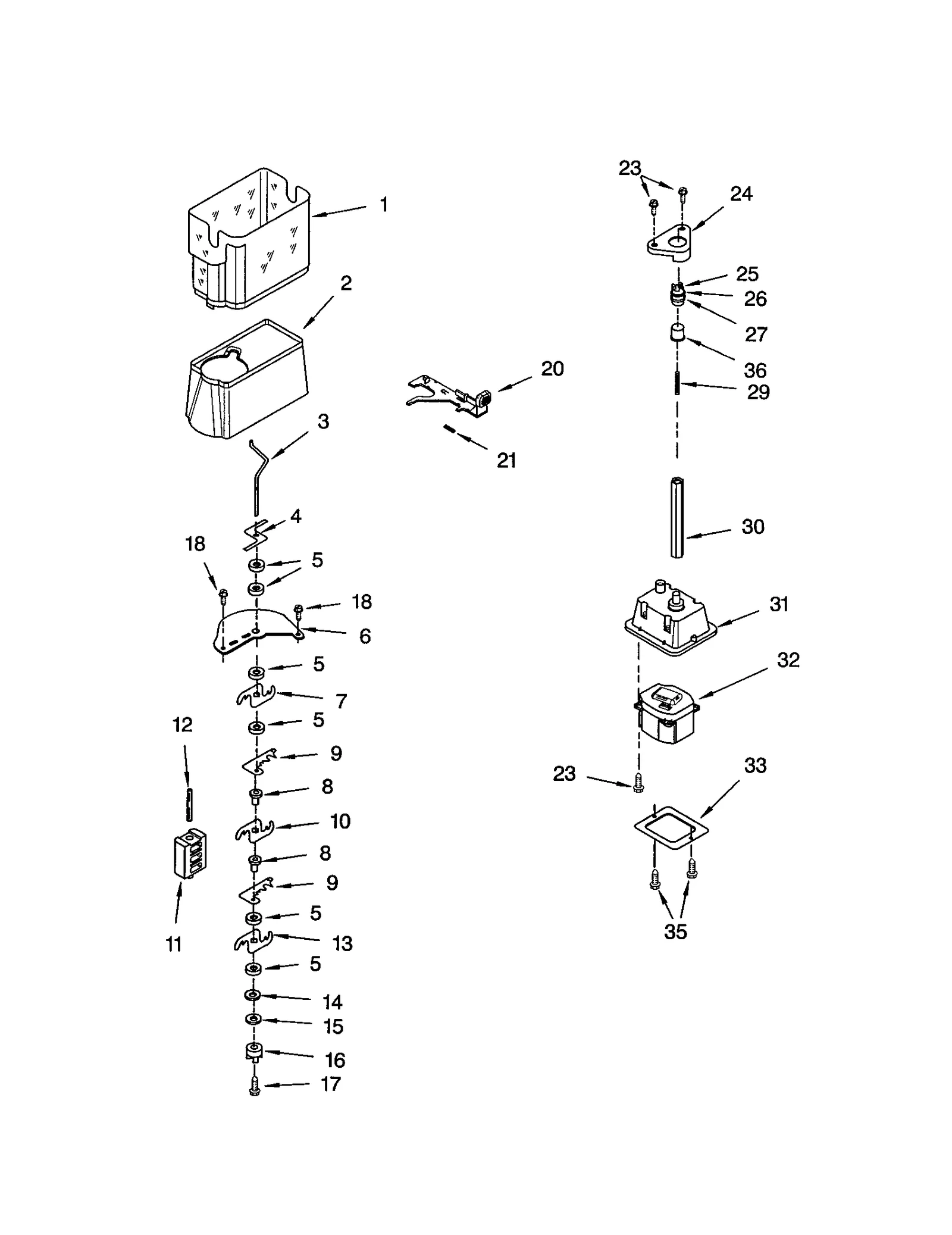 MOTOR AND ICE CONTAINER