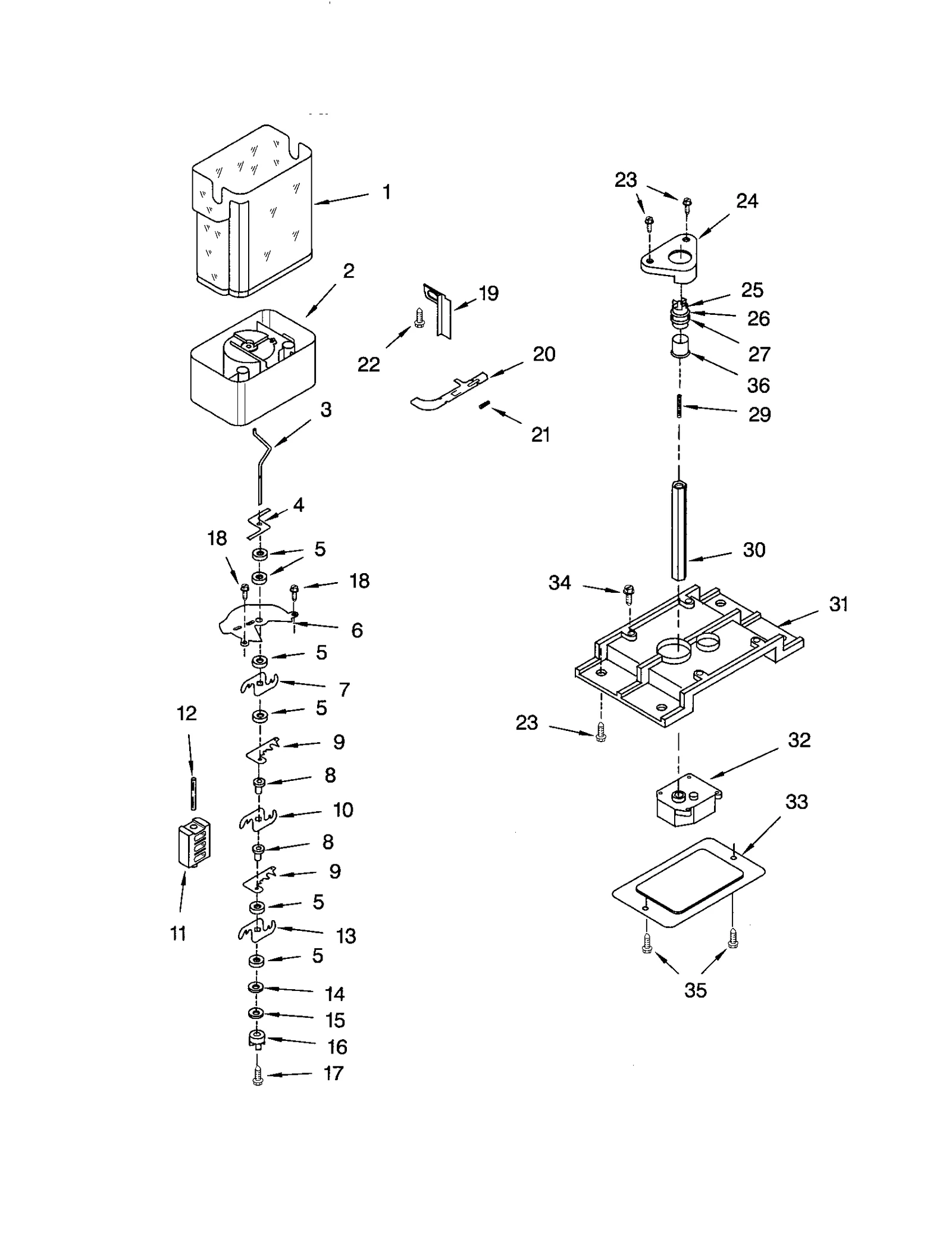 MOTOR AND ICE CONTAINER