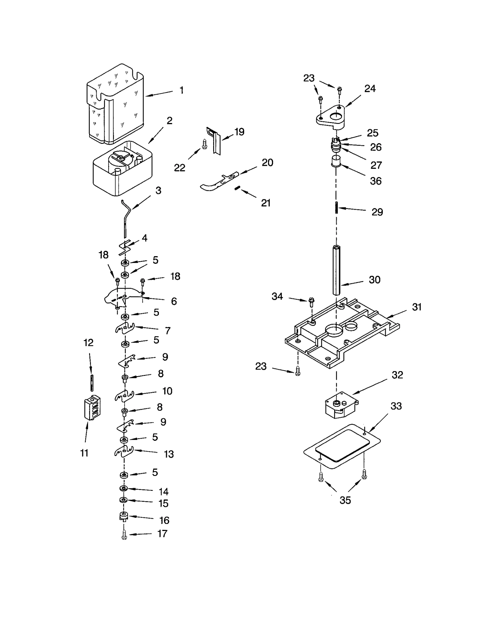MOTOR AND ICE CONTAINER