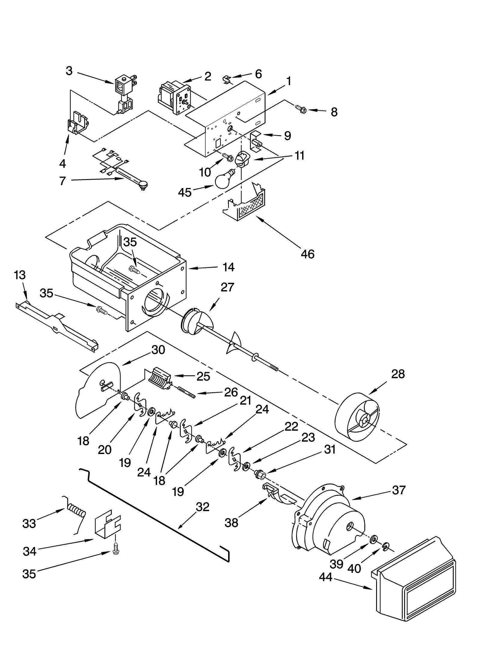 MOTOR AND ICE CONTAINER PARTS
