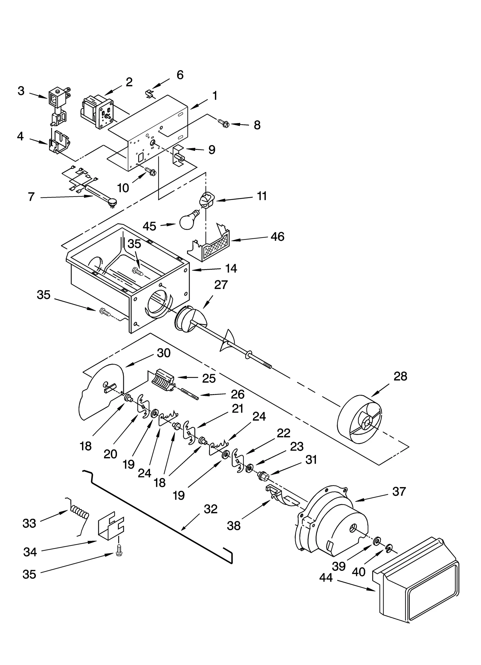 MOTOR AND ICE CONTAINER PARTS